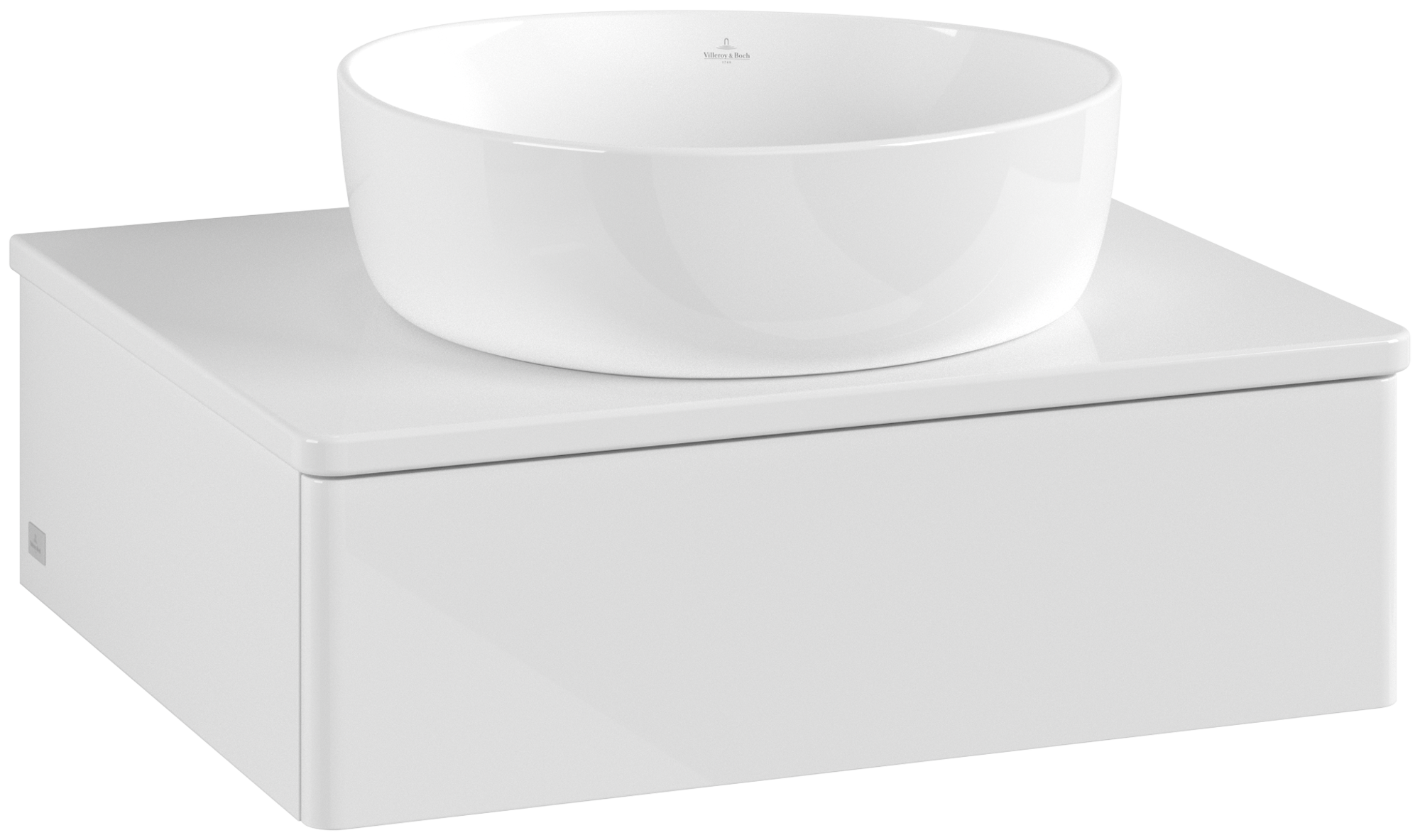 Villeroy & Boch Antao Vanity unit, 1 pull-out compartment, 600x190x500mm, Front without structure, Body: Glossy White Lacquer, Front: Glossy White Lacquer, Cover plate: Glossy White Lacquer