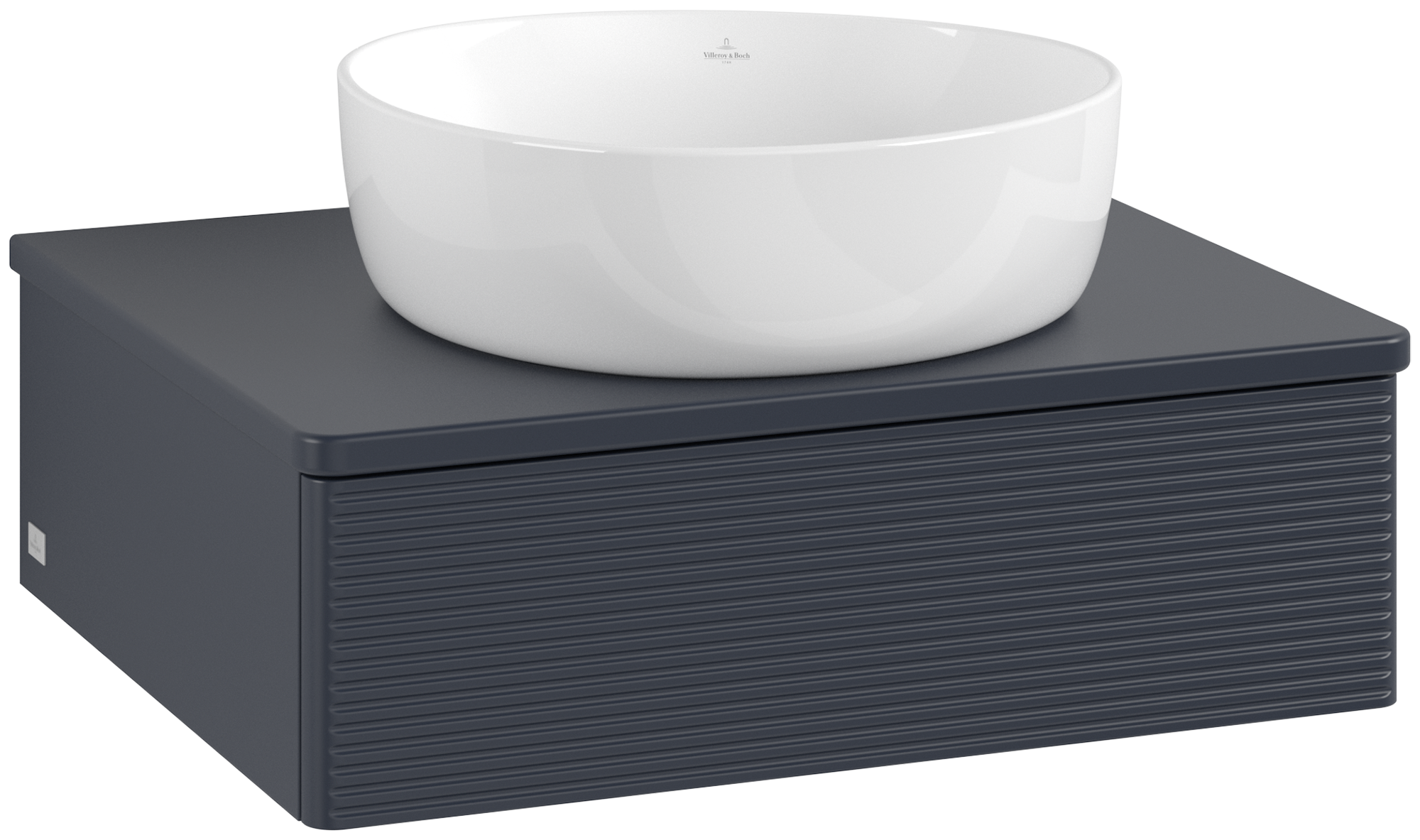 Villeroy & Boch Antao Vanity unit, 1 pull-out compartment, 600x190x500mm, Front with grain texture, Body: Midnight Blue Matt Lacquer, Front: Midnight Blue Matt Lacquer, Cover plate: Midnight Blue Matt Lacquer