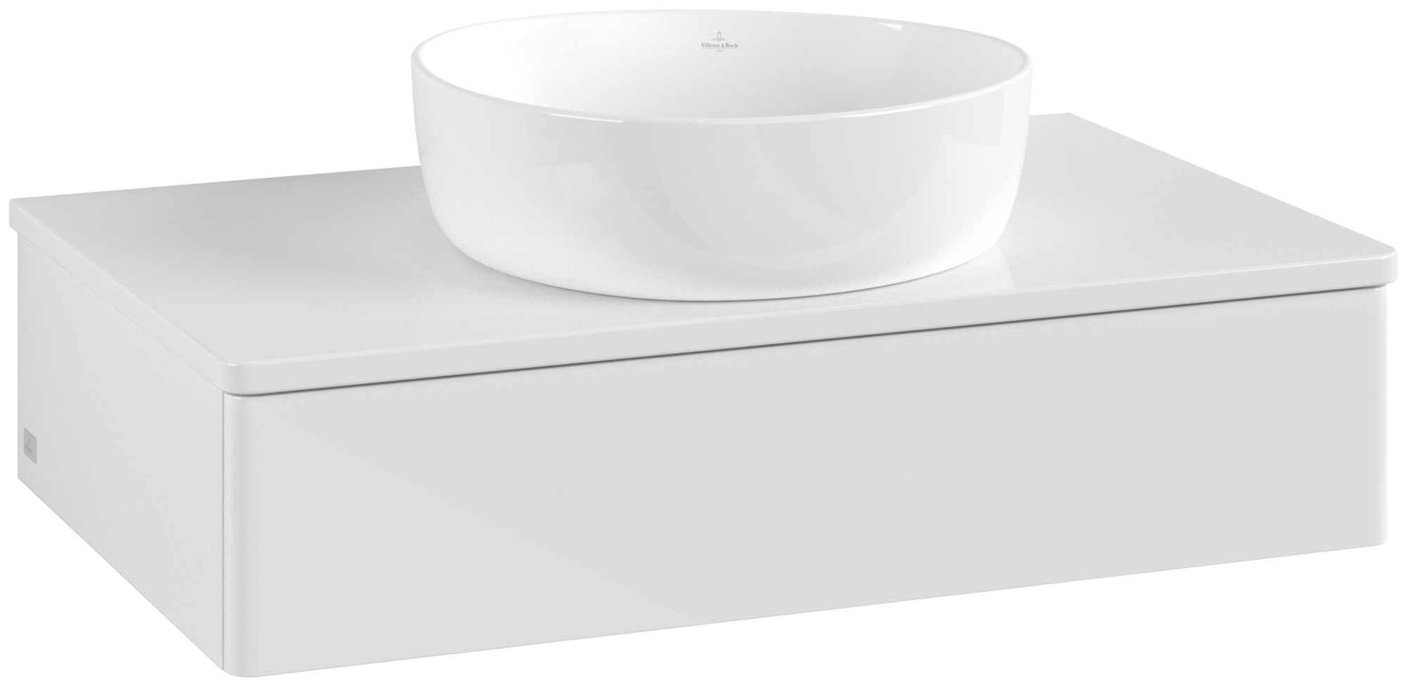 Villeroy & Boch Antao Waschbeckenunterschrank, 1 Auszug, 800x190x500mm, Front ohne Struktur, Korpus: Glossy White Lacquer, Front: Glossy White Lacquer, Abdeckplatte: Glossy White Lacquer