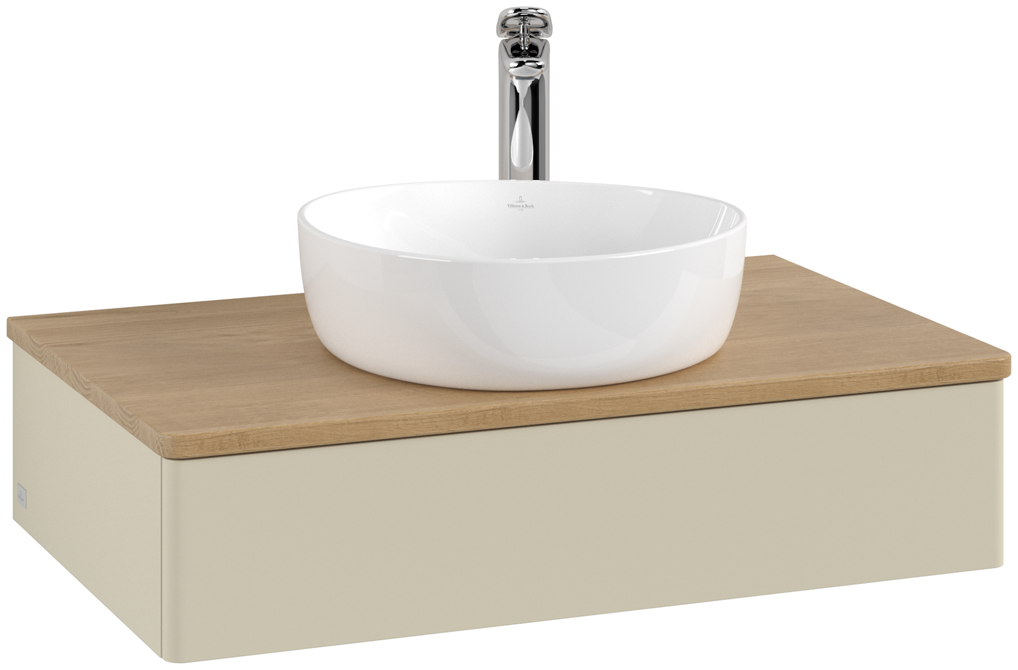 Villeroy & Boch Antao Mobile sottolavabo, 1 vano estraibile, 800x190x500mm, Frontale senza texture, Corpo: Silk Grey Matt Lacquer, Fronte: Silk Grey Matt Lacquer, Piastra di copertura: Honey Oak