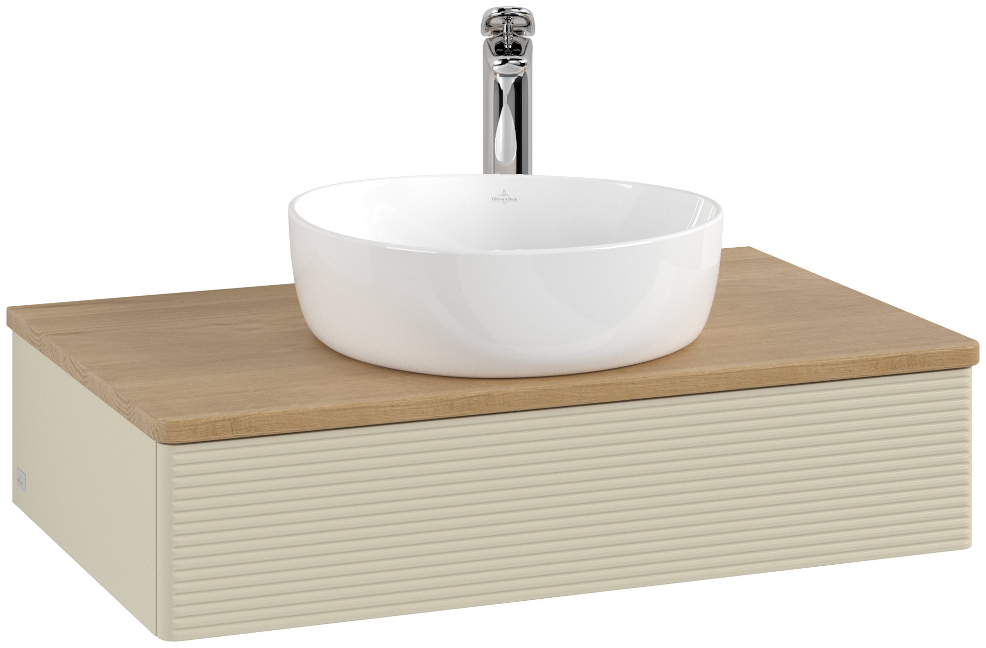 Villeroy & Boch Antao Mobile sottolavabo, 1 vano estraibile, 800x190x500mm, Frontale con texture, Corpo: Silk Grey Matt Lacquer, Fronte: Silk Grey Matt Lacquer, Piastra di copertura: Honey Oak