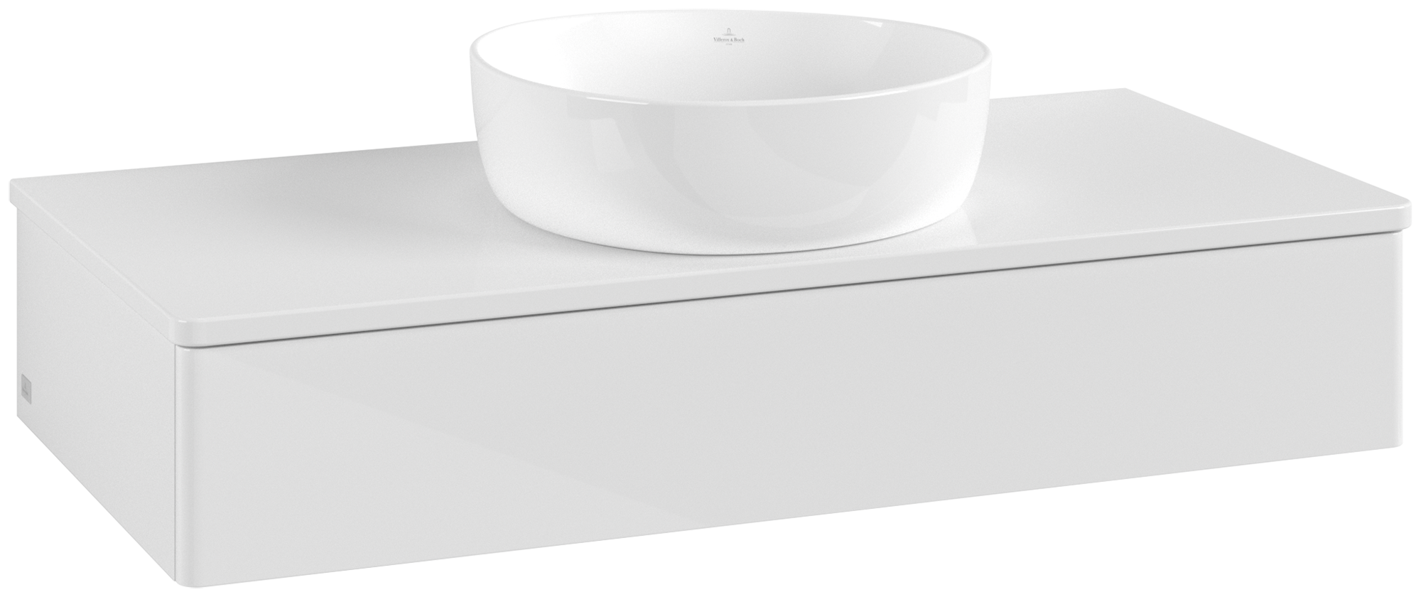 Villeroy & Boch Antao Waschbeckenunterschrank, 1 Auszug, 1000x190x500mm, Front ohne Struktur, Korpus: Glossy White Lacquer, Front: Glossy White Lacquer, Abdeckplatte: Glossy White Lacquer