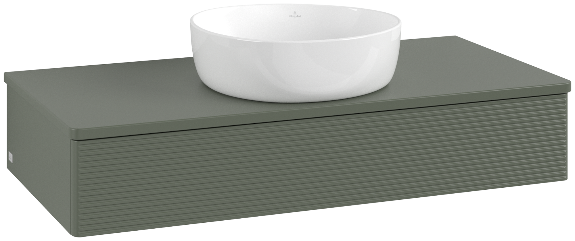 Villeroy & Boch Antao Wastafelonderkast, 1 uittreklade, 1000x190x500mm, front met structuur, Corpus: Leaf Green Matt Lacquer, Front: Leaf Green Matt Lacquer, Afdekplaat: Leaf Green Matt Lacquer