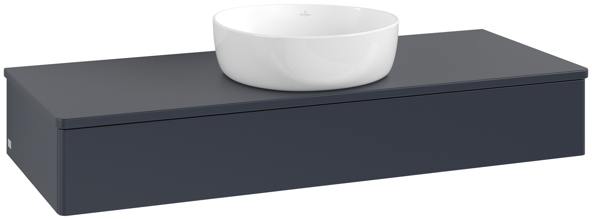 Villeroy & Boch Antao Vanity unit, 1 pull-out compartment, 1200x190x500mm, Front without structure, Body: Midnight Blue Matt Lacquer, Front: Midnight Blue Matt Lacquer, Cover plate: Midnight Blue Matt Lacquer