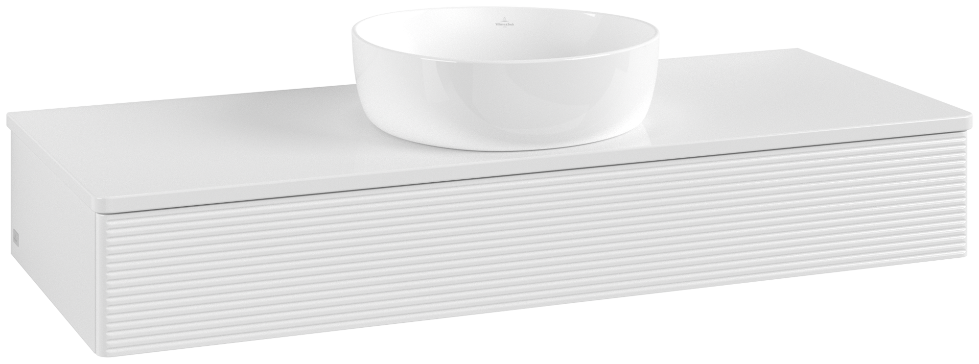 Villeroy & Boch Antao Vanity unit, 1 pull-out compartment, 1200x190x500mm, Front with grain texture, Body: Glossy White Lacquer, Front: Glossy White Lacquer, Cover plate: Glossy White Lacquer