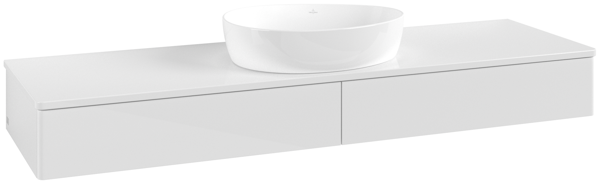 Villeroy & Boch Antao Waschbeckenunterschrank, 2 Auszüge, 1600x190x500mm, Front ohne Struktur, Korpus: Glossy White Lacquer, Front: Glossy White Lacquer, Abdeckplatte: Glossy White Lacquer