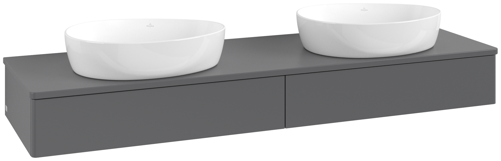 Villeroy & Boch Antao Vanity unit, 2 pull-out compartments, 1600x190x500mm, Front without structure, Body: Anthracite Matt Lacquer, Front: Anthracite Matt Lacquer, Cover plate: Anthracite Matt Lacquer