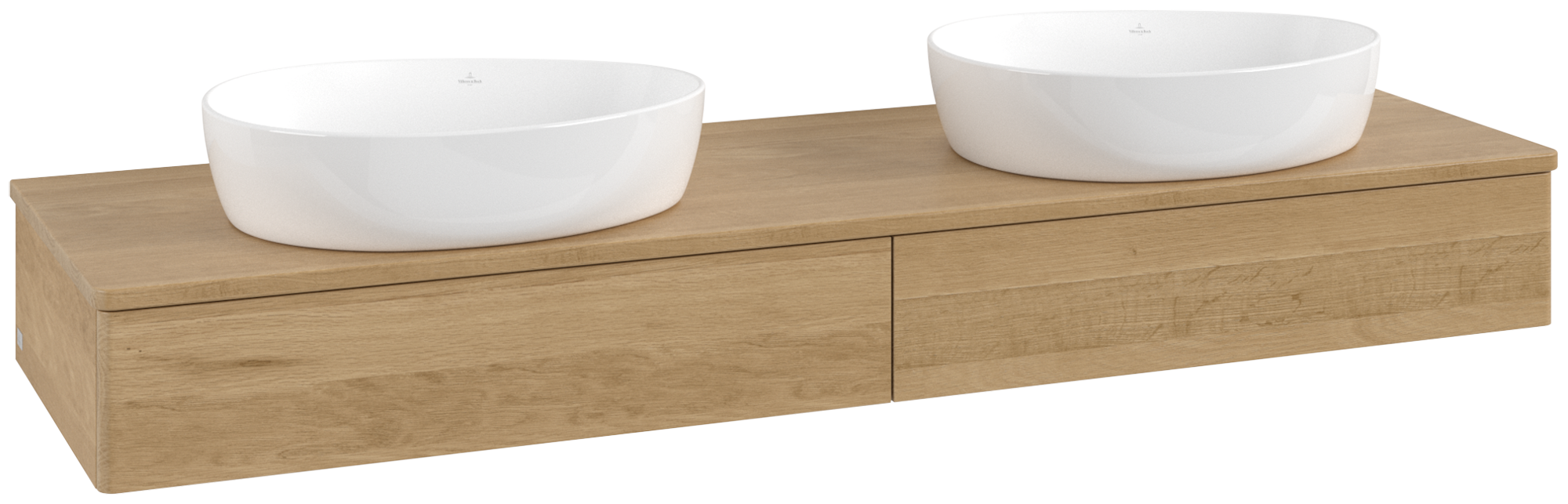 Villeroy & Boch Antao Vanity unit, 2 pull-out compartments, 1600x190x500mm, Front without structure, Body: Honey Oak, Front: Honey Oak, Cover plate: Honey Oak