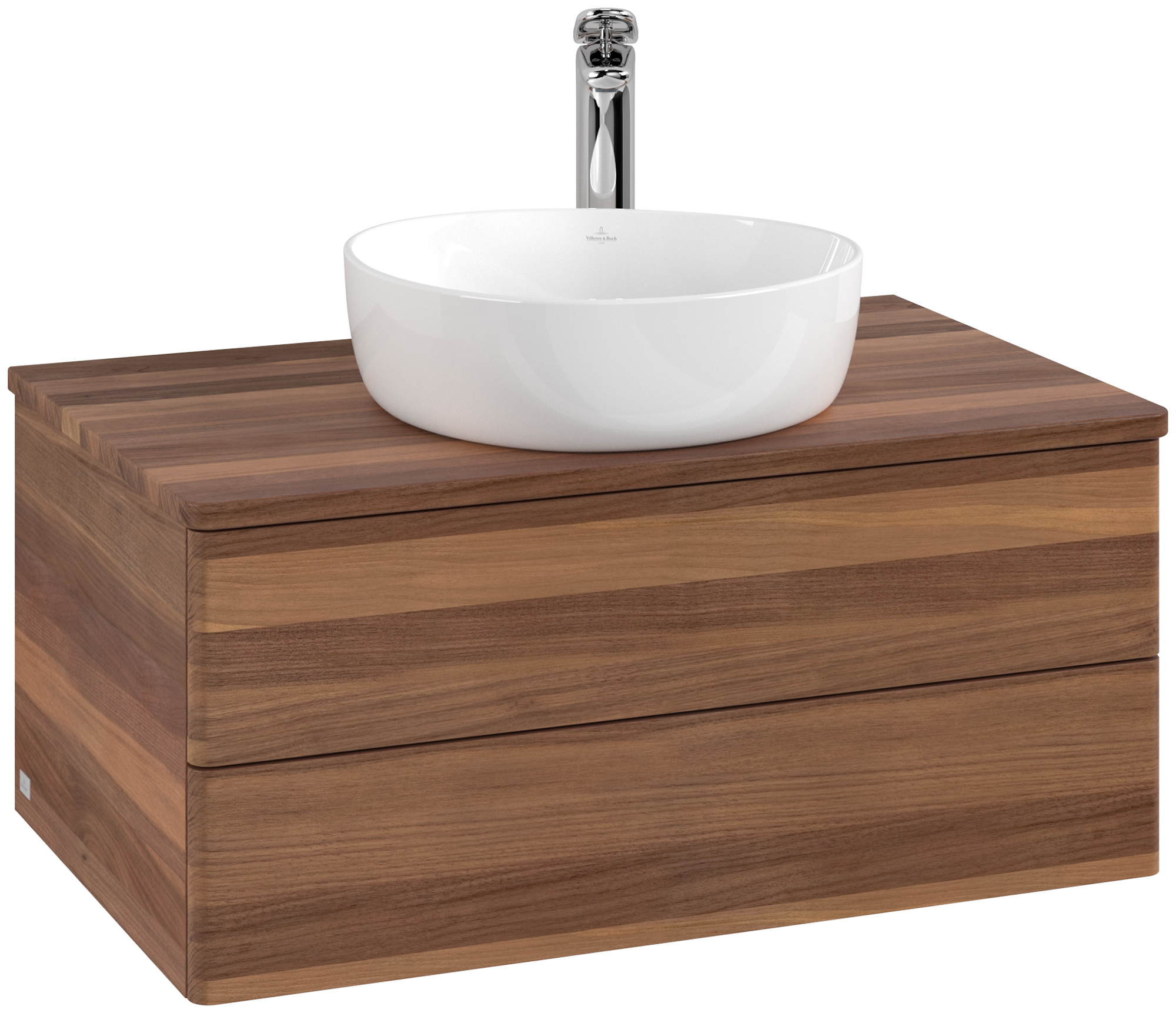 Villeroy & Boch Antao Wastafelonderkast, 2 uittrekladen, 800x360x500mm, front zonder structuur, Corpus: Warm Walnut, Front: Warm Walnut, Afdekplaat: Warm Walnut