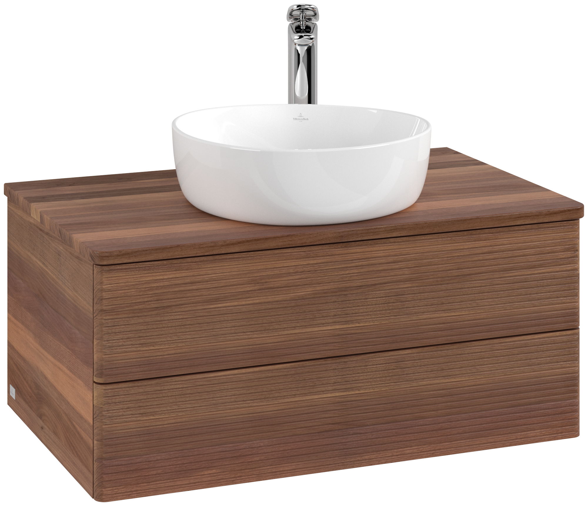 Villeroy & Boch Antao Wastafelonderkast, 2 uittrekladen, 800x360x500mm, front met structuur, Corpus: Warm Walnut, Front: Warm Walnut, Afdekplaat: Warm Walnut
