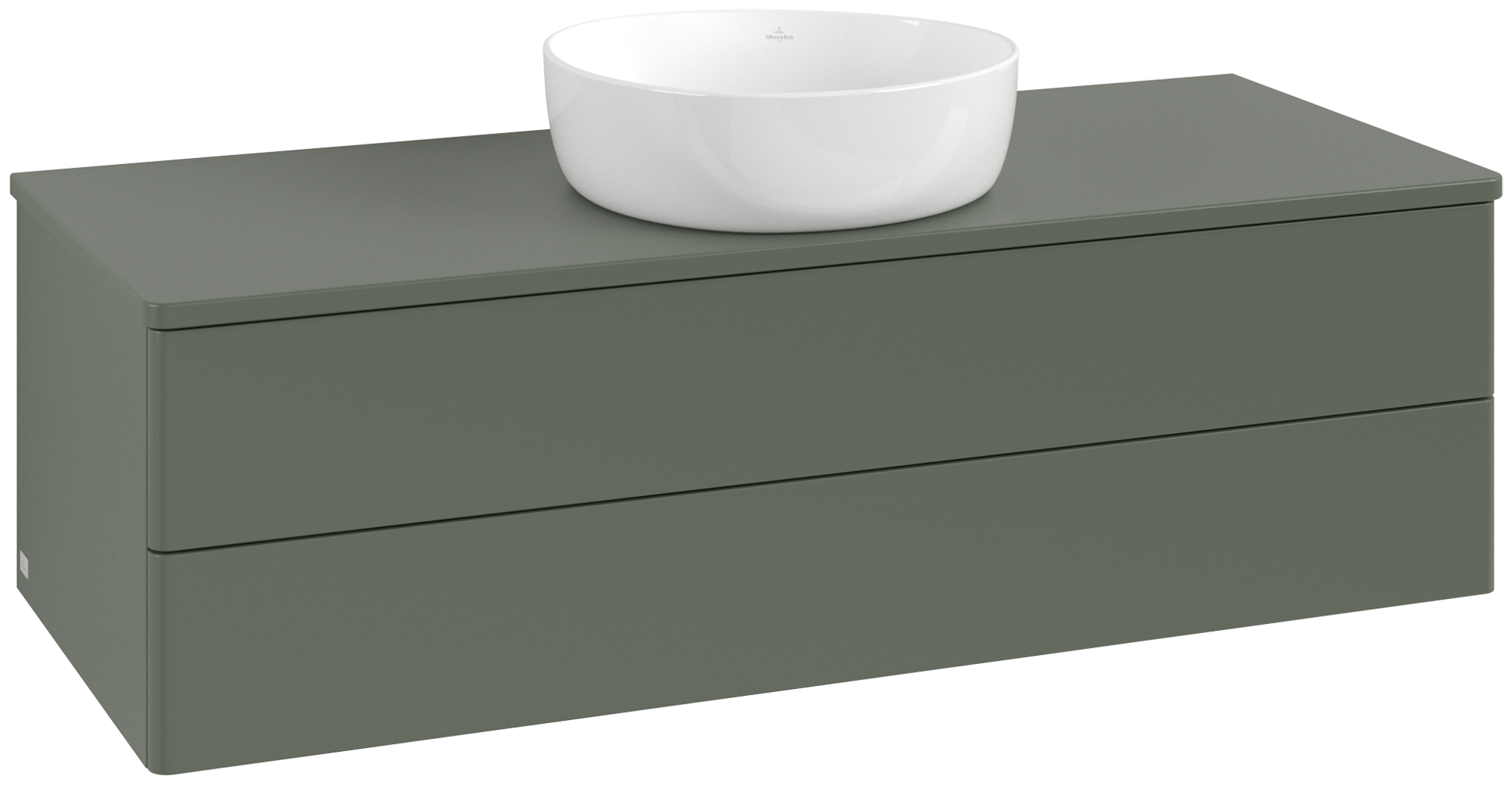 Villeroy & Boch Antao Vanity unit, 2 pull-out compartments, 1200x360x500mm, Front without structure, Body: Leaf Green Matt Lacquer, Front: Leaf Green Matt Lacquer, Cover plate: Leaf Green Matt Lacquer