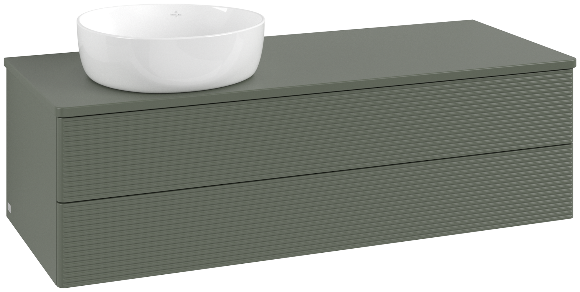 Villeroy & Boch Antao Vanity unit, 2 pull-out compartments, 1200x360x500mm, Front with grain texture, Body: Leaf Green Matt Lacquer, Front: Leaf Green Matt Lacquer, Cover plate: Leaf Green Matt Lacquer