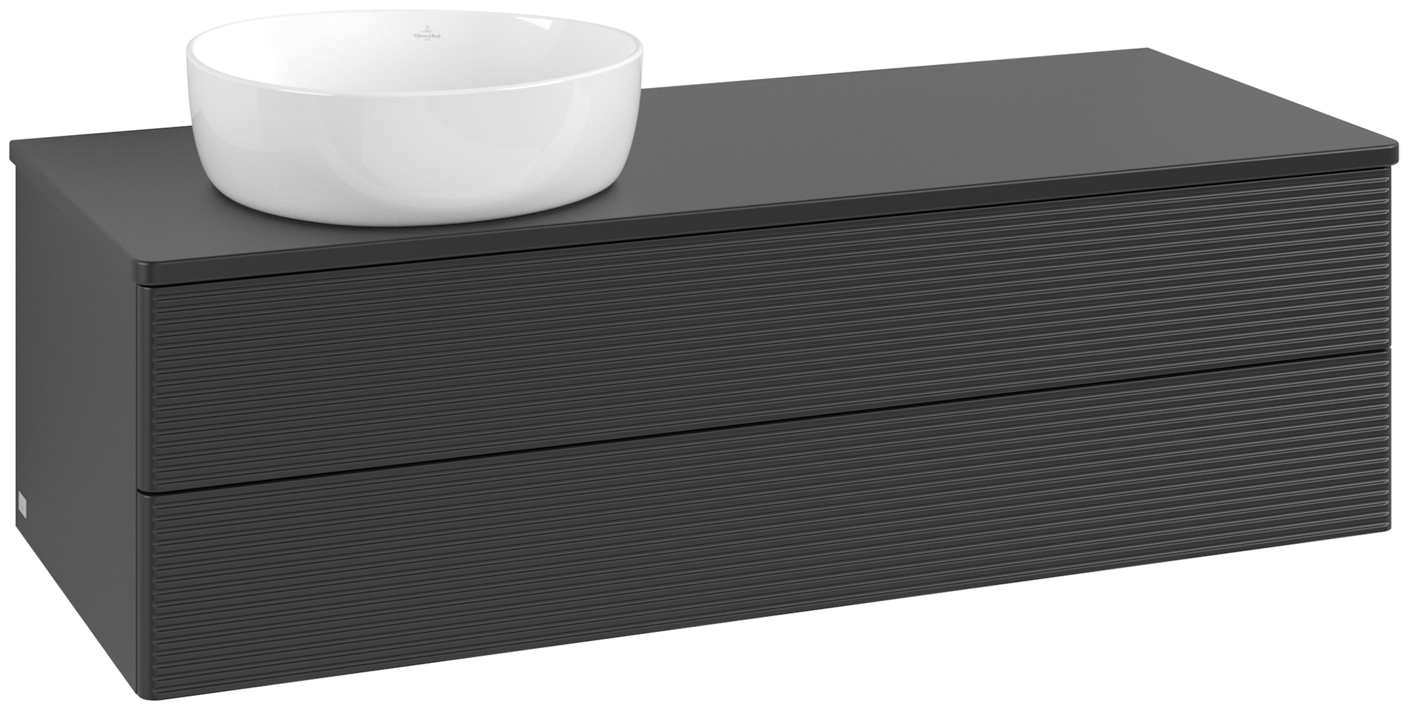 Villeroy & Boch Antao Mobile sottolavabo, 2 vani estraibili, 1200x360x500mm, Frontale con texture, Corpo: Black Matt Lacquer, Fronte: Black Matt Lacquer, Piastra di copertura: Black Matt Lacquer
