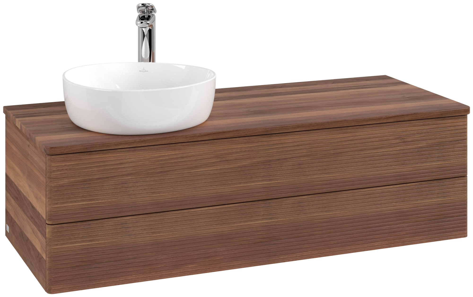 Villeroy & Boch Antao Waschbeckenunterschrank, 2 Auszüge, 1200x360x500mm, Front mit Struktur, Korpus: Warm Walnut, Front: Warm Walnut, Abdeckplatte: Warm Walnut