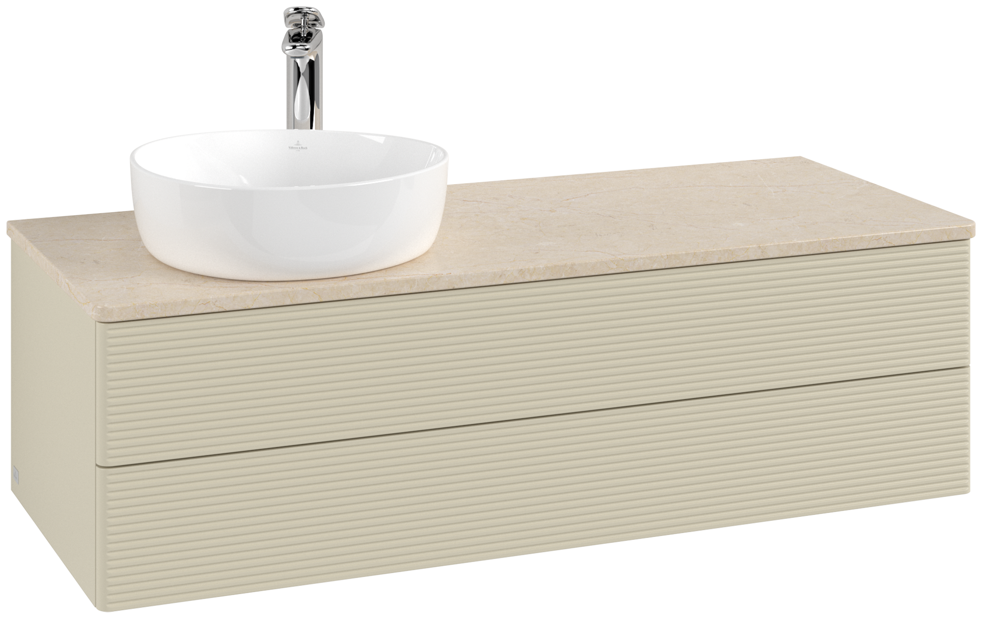 Villeroy & Boch Antao Vanity unit, 2 pull-out compartments, 1200x360x500mm, Front with grain texture, Body: Silk Grey Matt Lacquer, Front: Silk Grey Matt Lacquer, Cover plate: Botticino