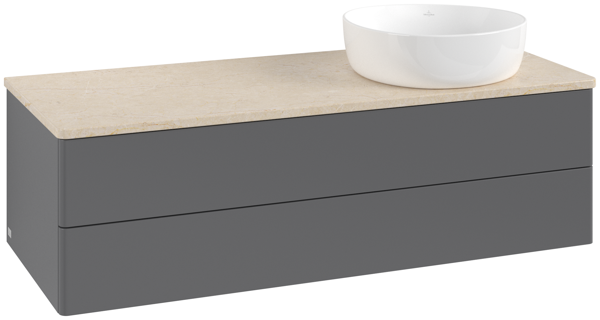Villeroy & Boch Antao Vanity unit, 2 pull-out compartments, 1200x360x500mm, Front without structure, Body: Anthracite Matt Lacquer, Front: Anthracite Matt Lacquer, Cover plate: Botticino