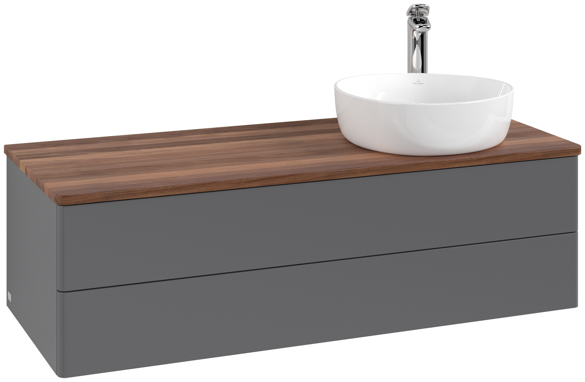 Villeroy & Boch Antao Vanity unit, 2 pull-out compartments, 1200x360x500mm, Front without structure, Body: Anthracite Matt Lacquer, Front: Anthracite Matt Lacquer, Cover plate: Warm Walnut