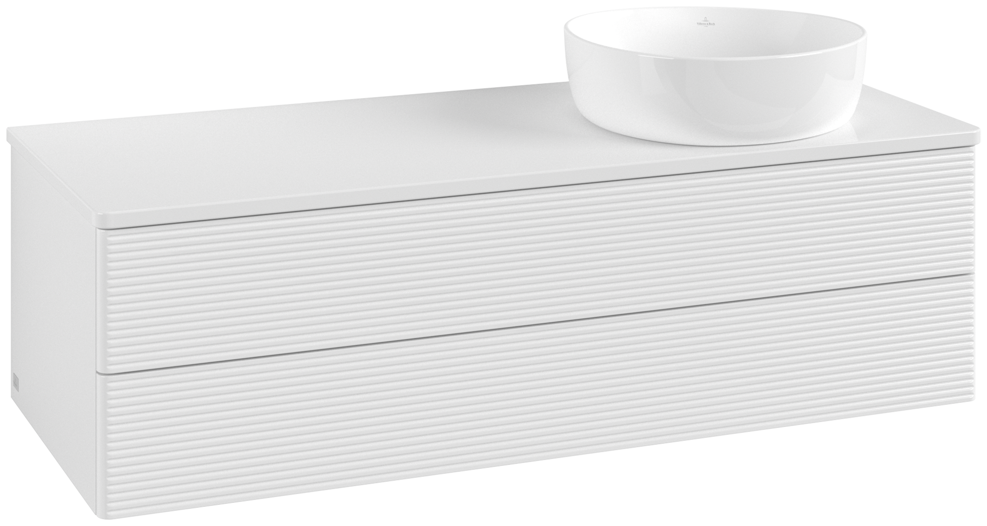 Villeroy & Boch Antao Waschbeckenunterschrank, 2 Auszüge, 1200x360x500mm, Front mit Struktur, Korpus: Glossy White Lacquer, Front: Glossy White Lacquer, Abdeckplatte: Glossy White Lacquer