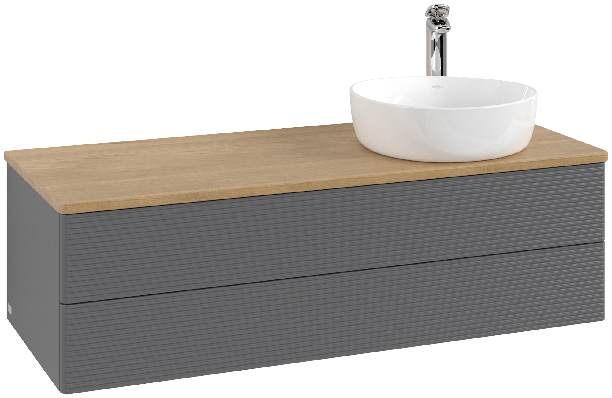 Villeroy & Boch Antao Vanity unit, 2 pull-out compartments, 1200x360x500mm, Front with grain texture, Body: Anthracite Matt Lacquer, Front: Anthracite Matt Lacquer, Cover plate: Honey Oak