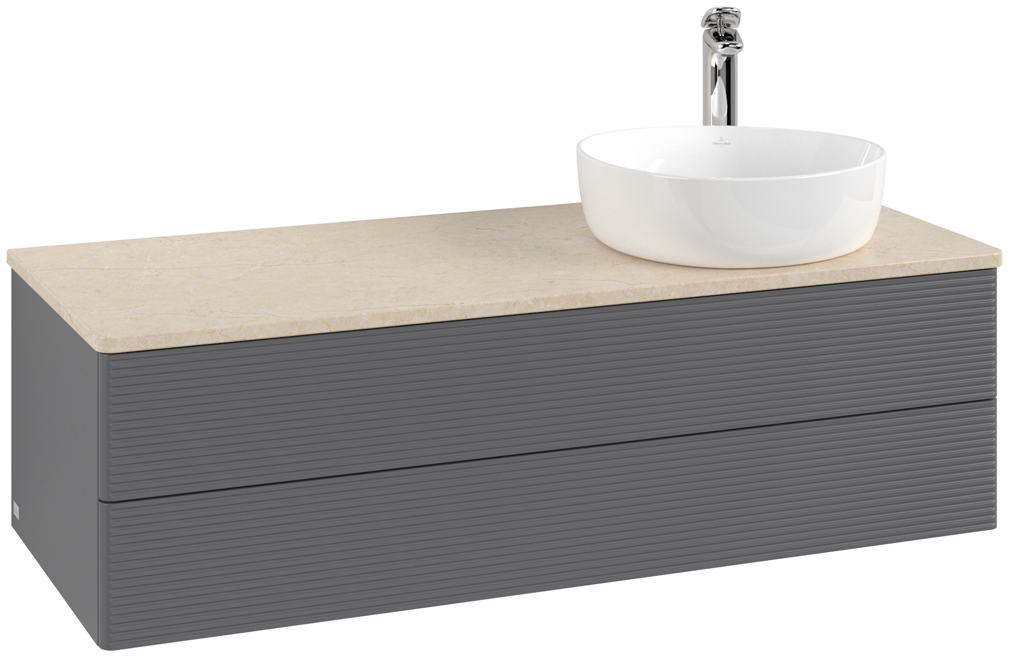 Villeroy & Boch Antao Vanity unit, 2 pull-out compartments, 1200x360x500mm, Front with grain texture, Body: Anthracite Matt Lacquer, Front: Anthracite Matt Lacquer, Cover plate: Botticino