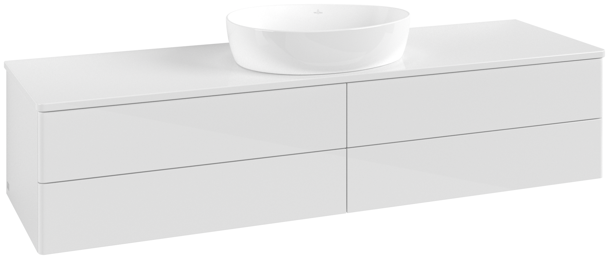 Villeroy & Boch Antao Waschbeckenunterschrank, 4 Auszüge, 1600x360x500mm, Front ohne Struktur, Korpus: Glossy White Lacquer, Front: Glossy White Lacquer, Abdeckplatte: Glossy White Lacquer