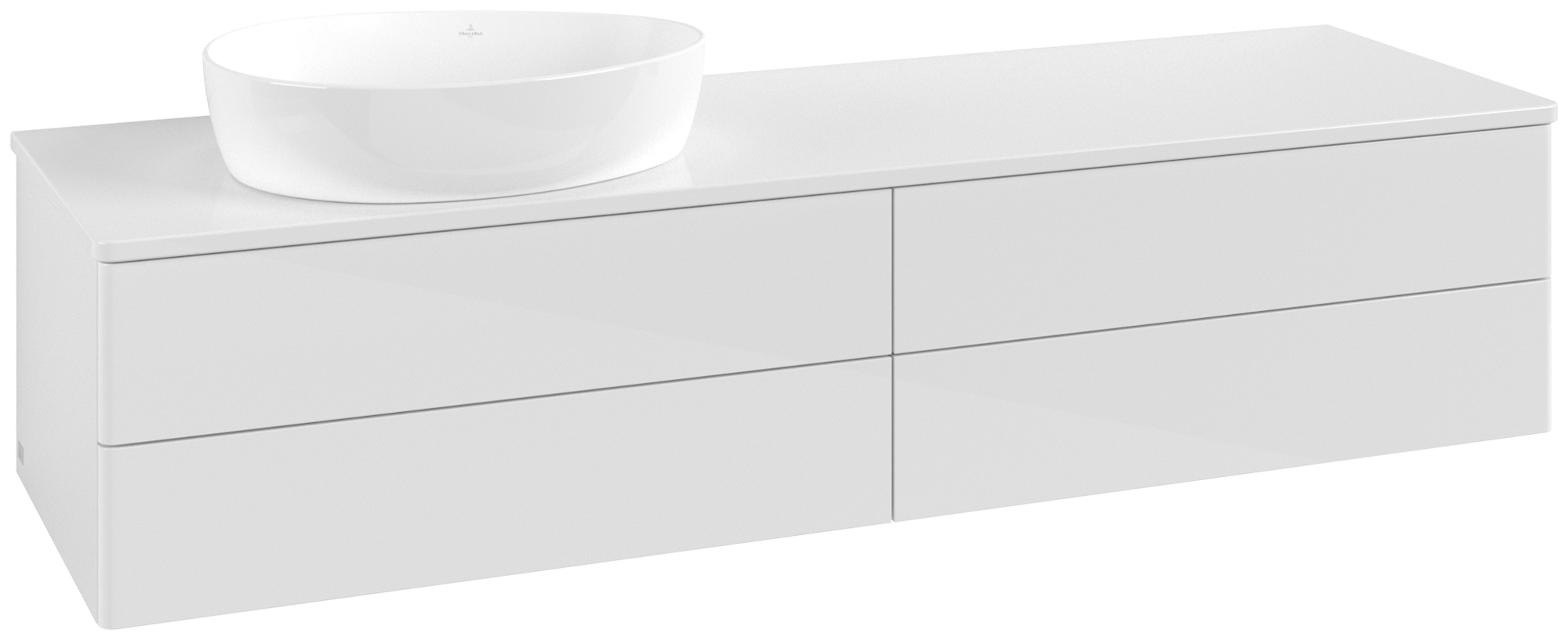 Villeroy & Boch Antao Waschbeckenunterschrank, 4 Auszüge, 1600x360x500mm, Front ohne Struktur, Korpus: Glossy White Lacquer, Front: Glossy White Lacquer, Abdeckplatte: Glossy White Lacquer
