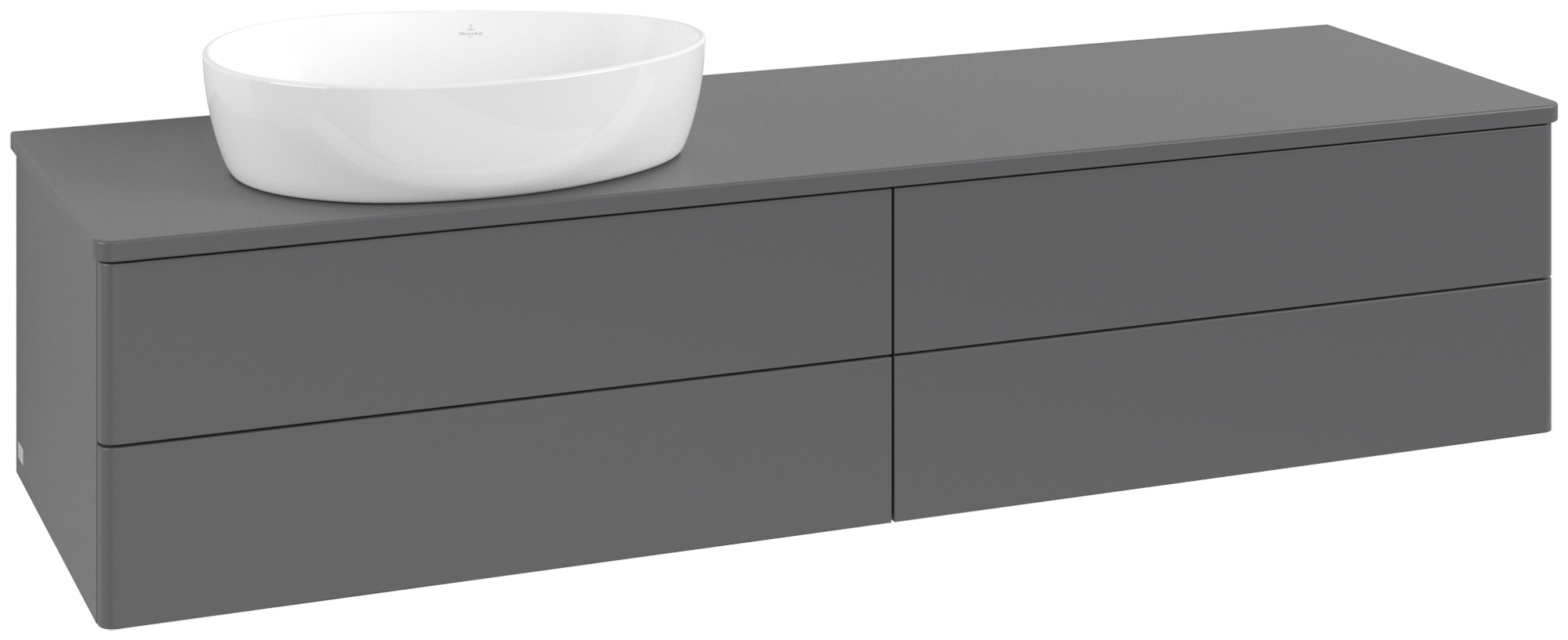 Villeroy & Boch Antao Vanity unit, 4 pull-out compartments, 1600x360x500mm, Front without structure, Body: Anthracite Matt Lacquer, Front: Anthracite Matt Lacquer, Cover plate: Anthracite Matt Lacquer