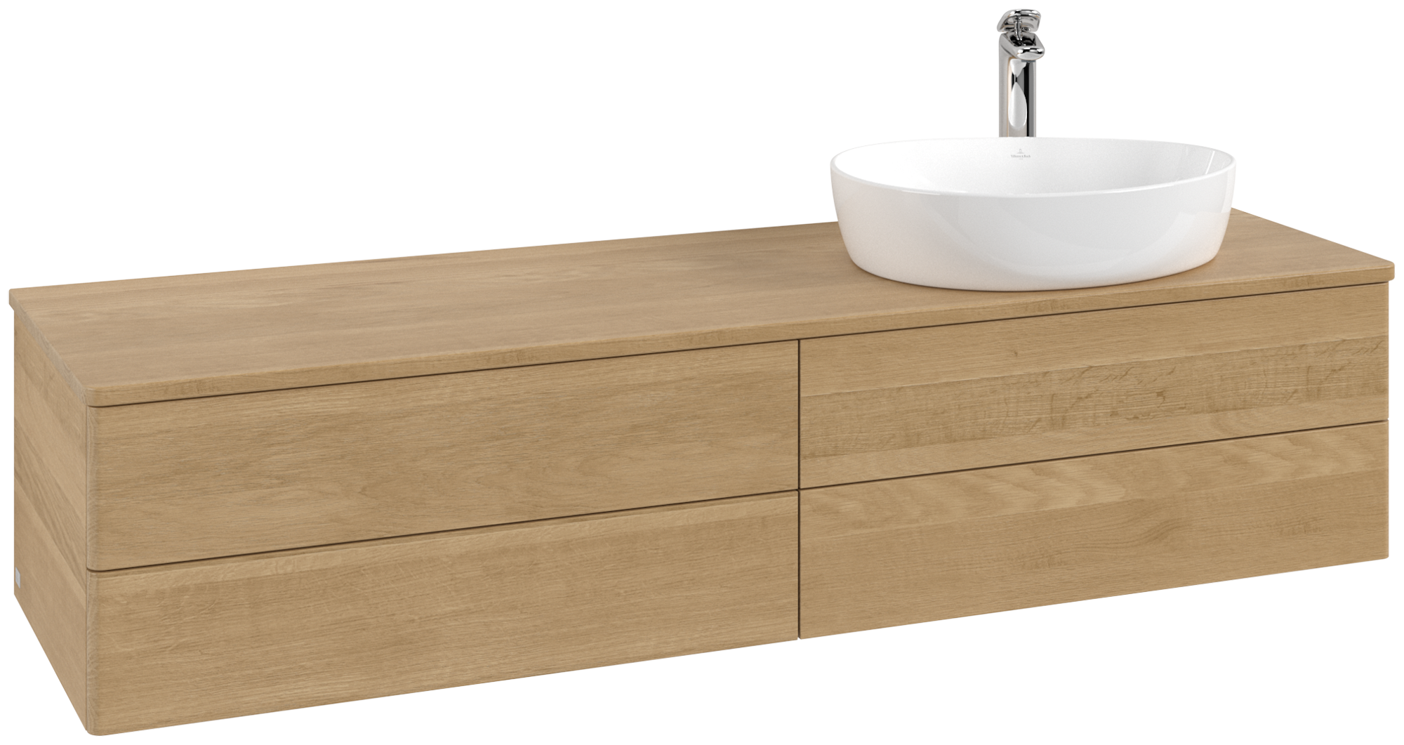Villeroy & Boch Antao Waschbeckenunterschrank, 4 Auszüge, 1600x360x500mm, Front ohne Struktur, Korpus: Honey Oak, Front: Honey Oak, Abdeckplatte: Honey Oak