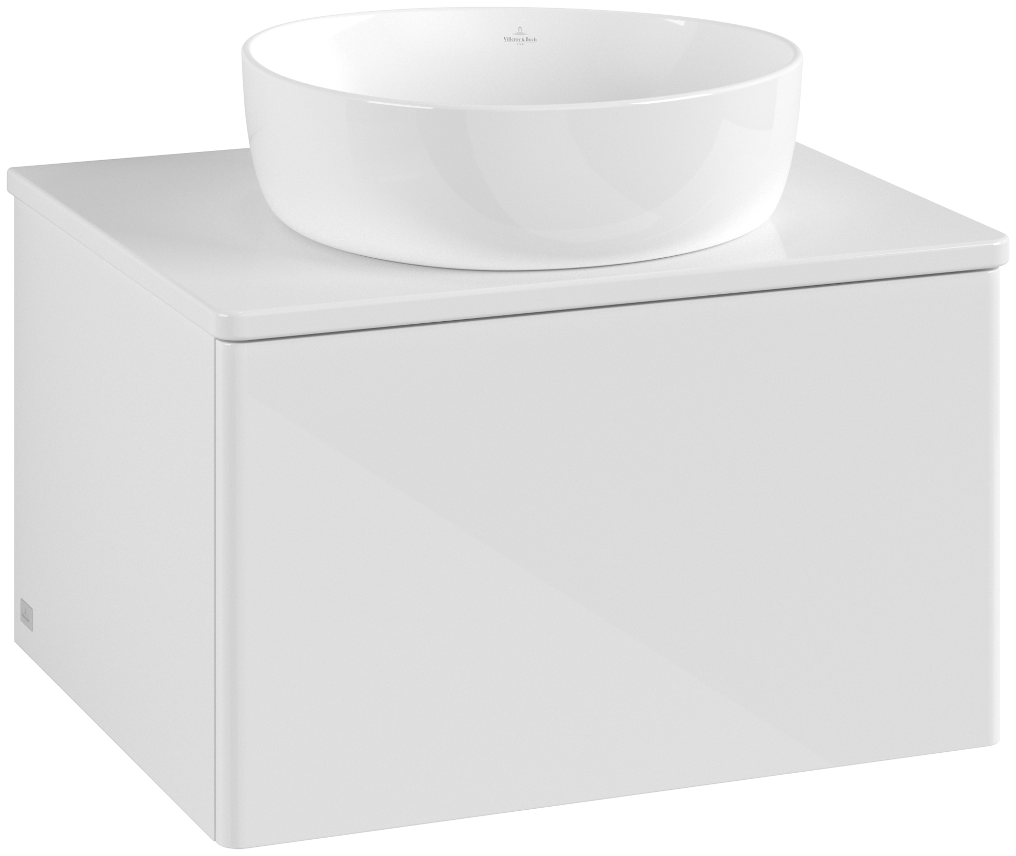 Villeroy & Boch Antao Waschbeckenunterschrank, 1 Auszug, 600x360x500mm, Front ohne Struktur, Korpus: Glossy White Lacquer, Front: Glossy White Lacquer, Abdeckplatte: Glossy White Lacquer