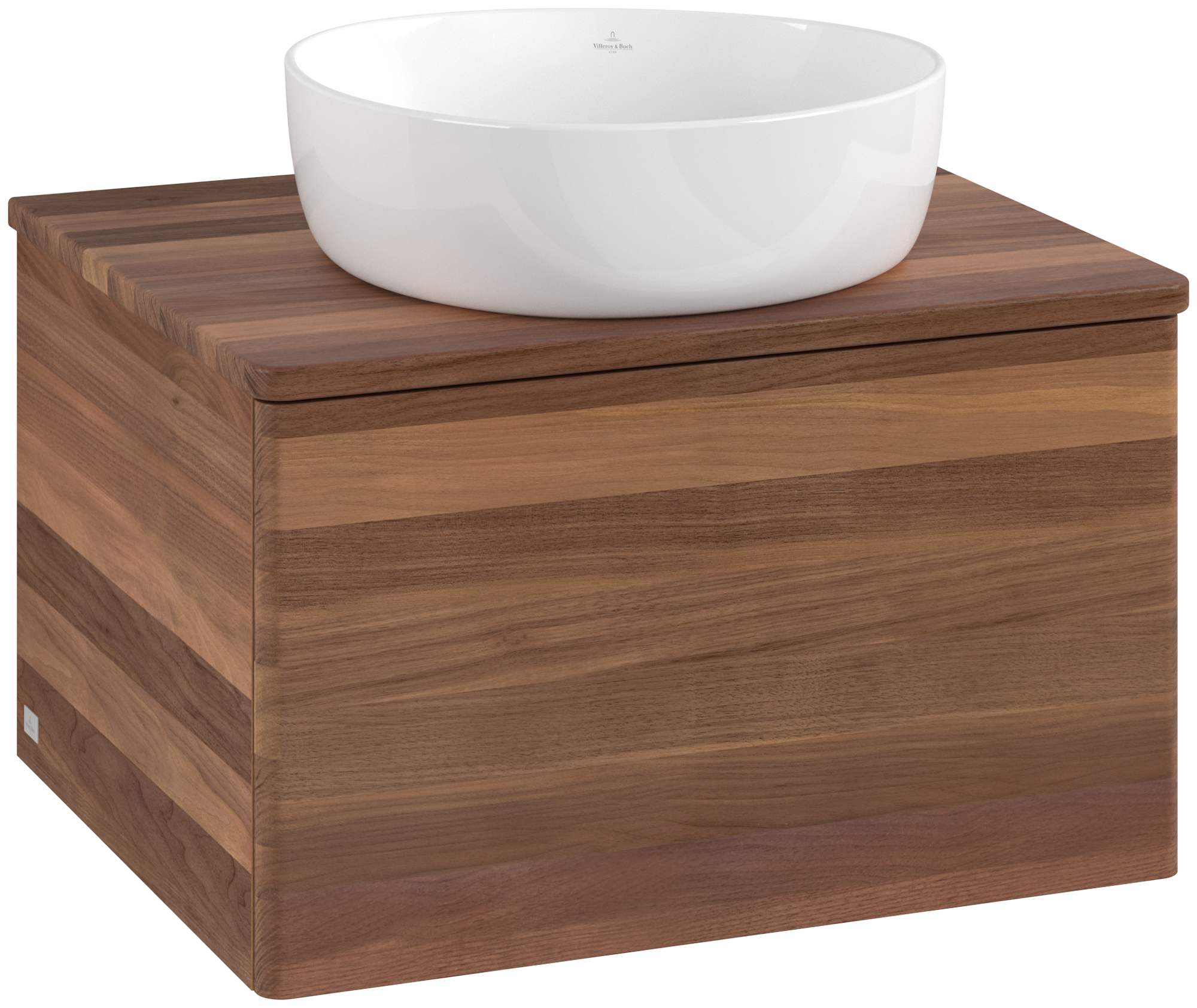 Villeroy & Boch Antao Waschbeckenunterschrank, 1 Auszug, 600x360x500mm, Front ohne Struktur, Korpus: Warm Walnut, Front: Warm Walnut, Abdeckplatte: Warm Walnut