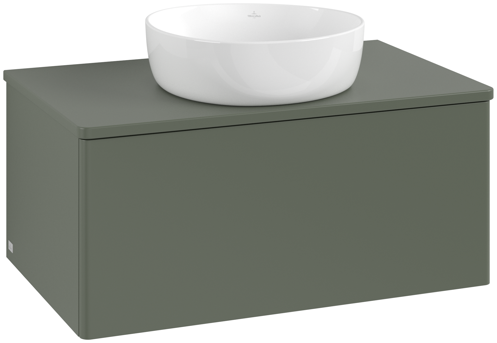 Villeroy & Boch Antao Vanity unit, 1 pull-out compartment, 800x360x500mm, Front without structure, Body: Leaf Green Matt Lacquer, Front: Leaf Green Matt Lacquer, Cover plate: Leaf Green Matt Lacquer