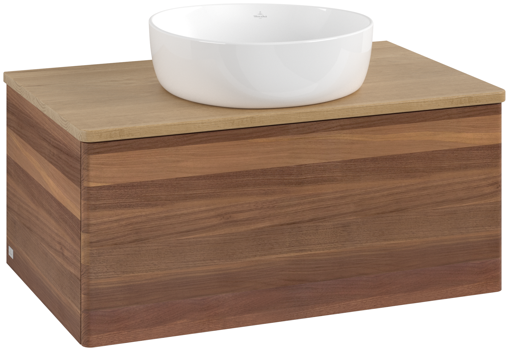 Villeroy & Boch Antao Meuble sous plan, 1 tiroir sur rails, 800x360x500mm, Façade sans structure, Caisson: Warm Walnut, Façade: Warm Walnut, Plaque de recouvrement: Honey Oak