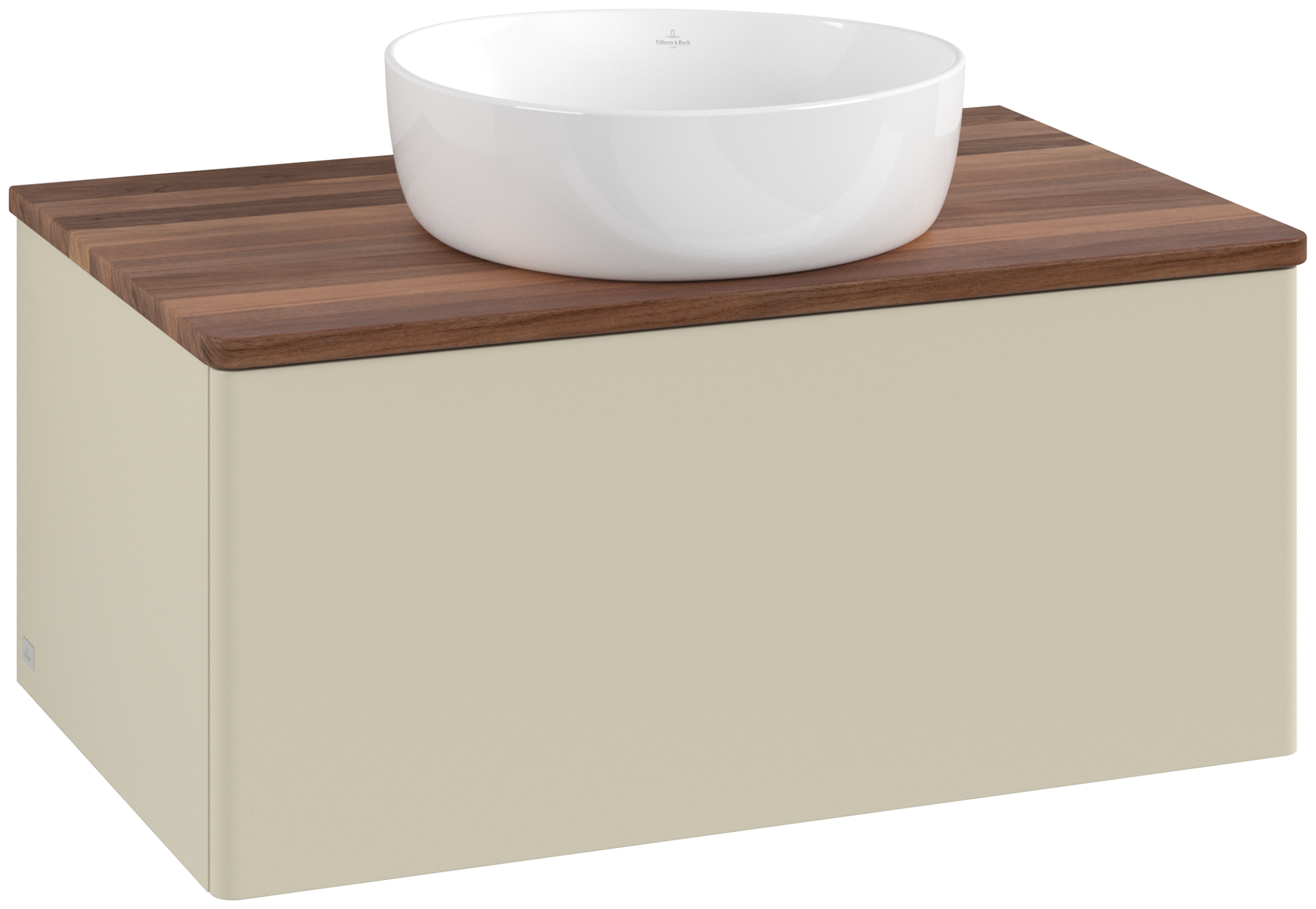 Villeroy & Boch Antao Vanity unit, 1 pull-out compartment, 800x360x500mm, Front without structure, Body: Silk Grey Matt Lacquer, Front: Silk Grey Matt Lacquer, Cover plate: Warm Walnut