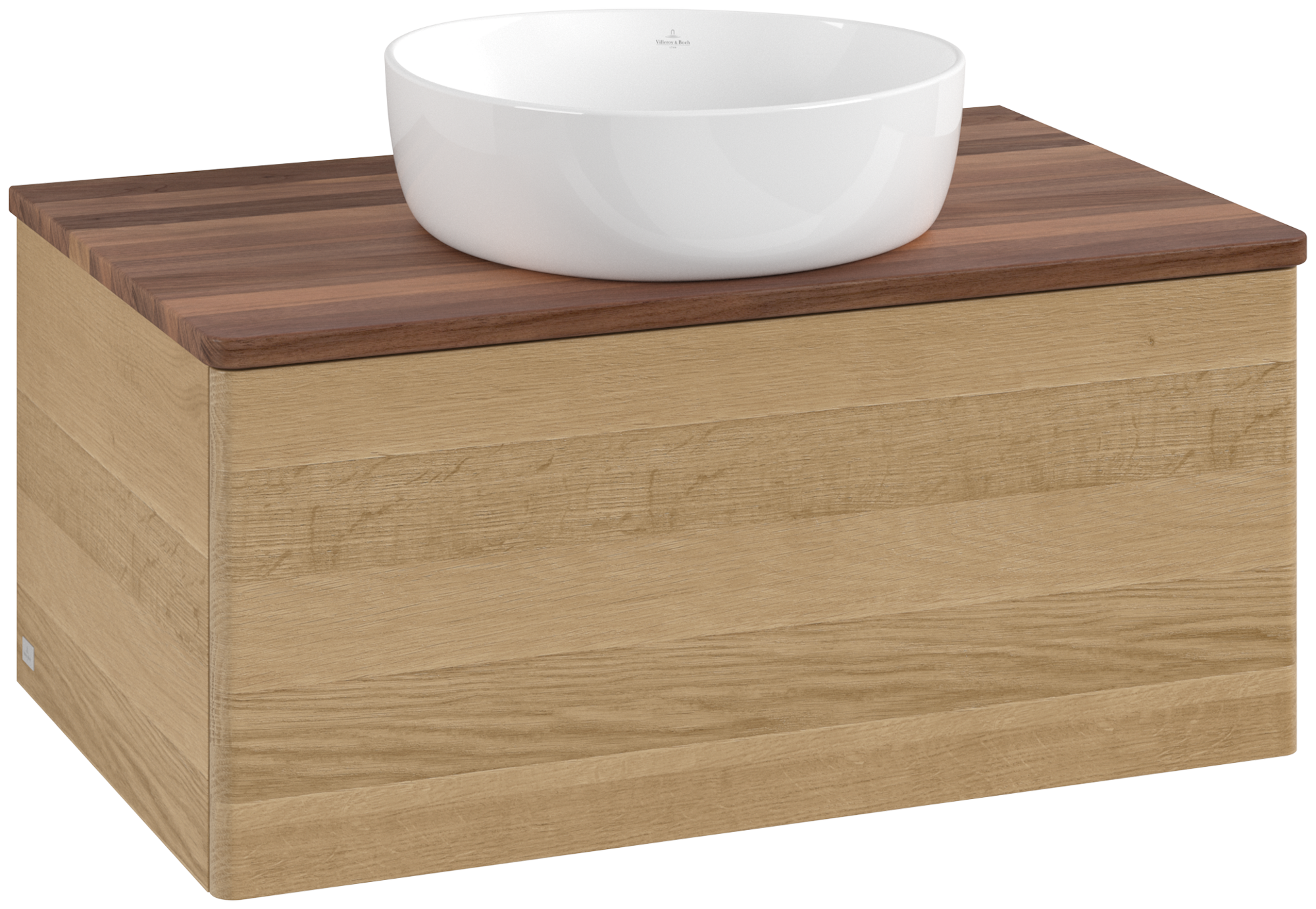 Villeroy & Boch Antao Meuble sous plan, 1 tiroir sur rails, 800x360x500mm, Façade sans structure, Caisson: Honey Oak, Façade: Honey Oak, Plaque de recouvrement: Warm Walnut