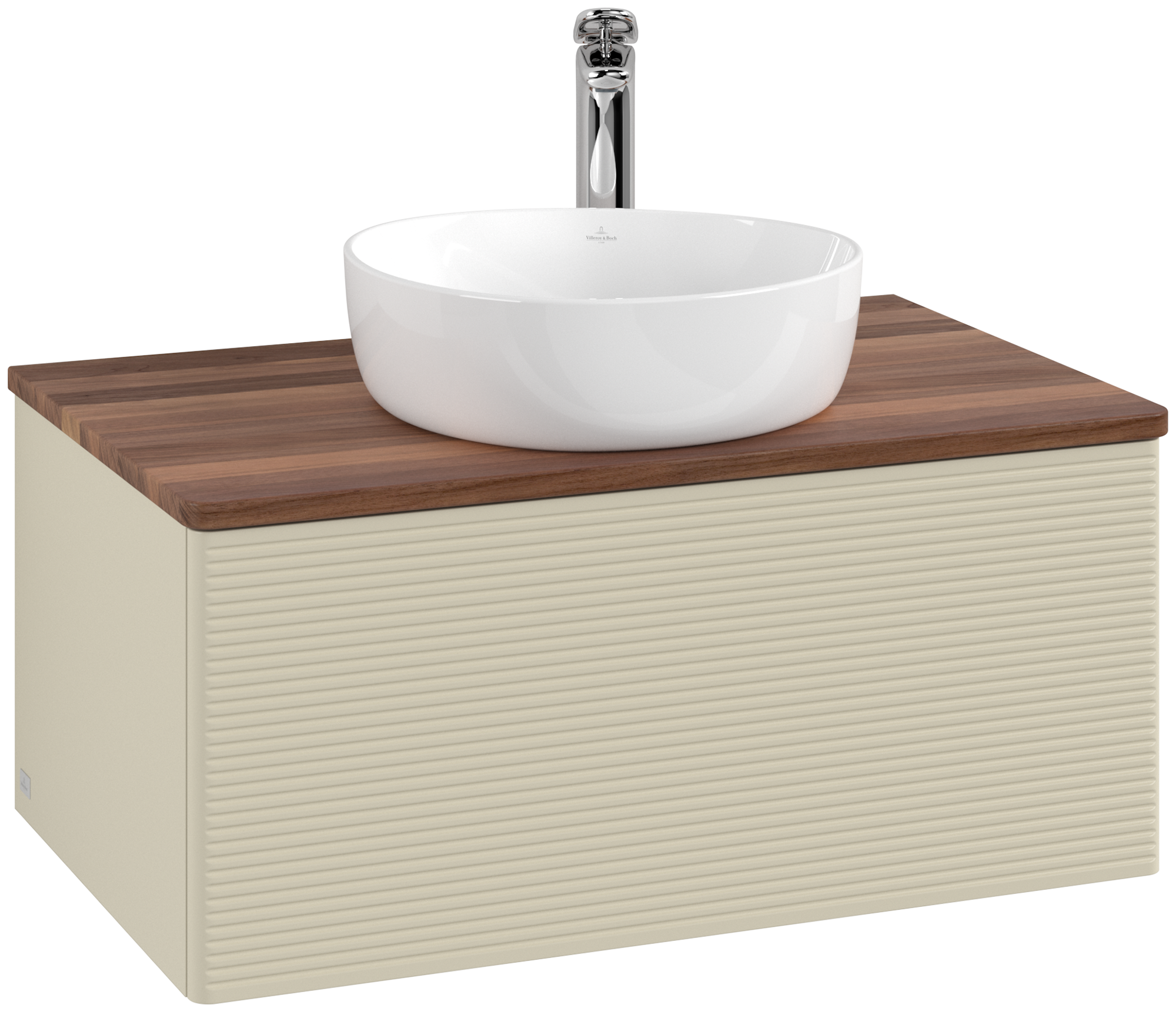 Villeroy & Boch Antao Vanity unit, 1 pull-out compartment, 800x360x500mm, Front with grain texture, Body: Silk Grey Matt Lacquer, Front: Silk Grey Matt Lacquer, Cover plate: Warm Walnut