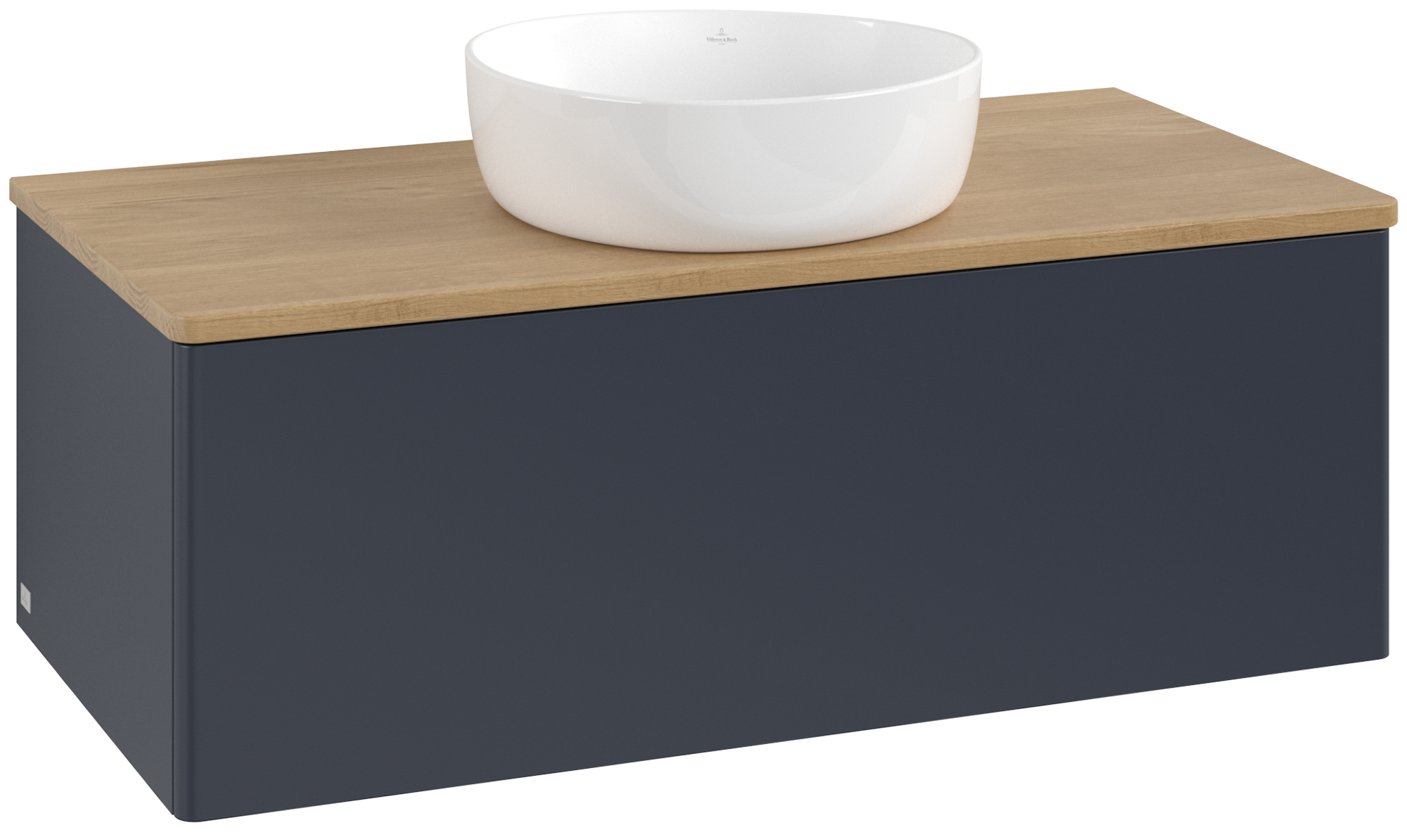Villeroy & Boch Antao Wastafelonderkast, 1 uittreklade, 1000x360x500mm, front zonder structuur, Corpus: Midnight Blue Matt Lacquer, Front: Midnight Blue Matt Lacquer, Afdekplaat: Honey Oak