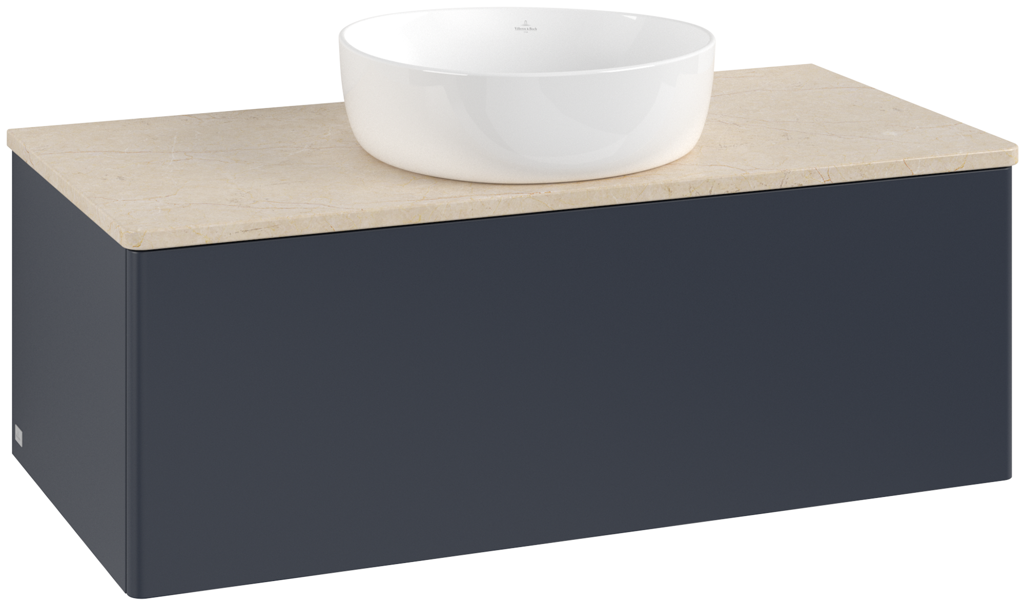 Villeroy & Boch Antao Wastafelonderkast, 1 uittreklade, 1000x360x500mm, front zonder structuur, Corpus: Midnight Blue Matt Lacquer, Front: Midnight Blue Matt Lacquer, Afdekplaat: Botticino
