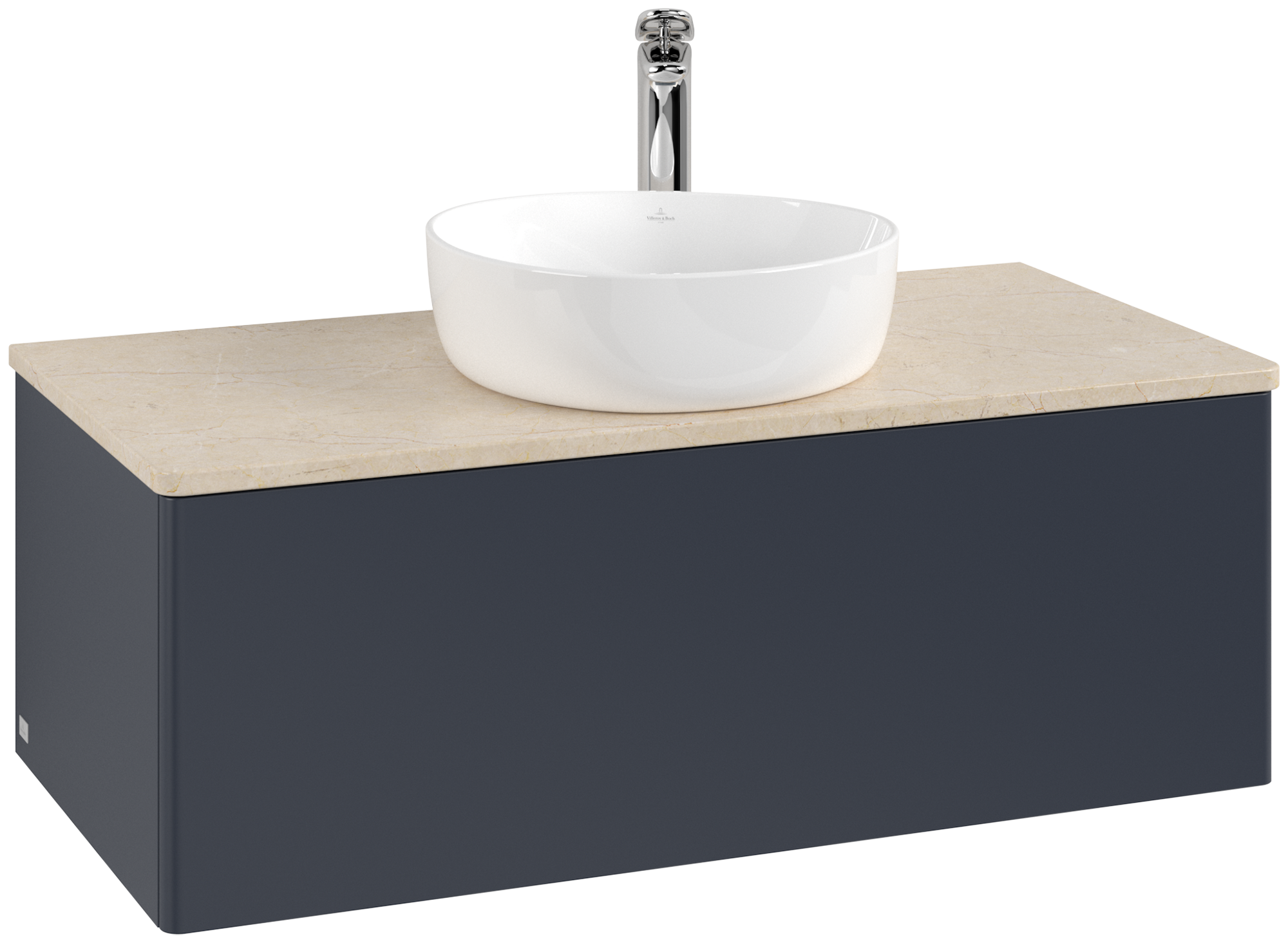 Villeroy & Boch Antao Wastafelonderkast, 1 uittreklade, 1000x360x500mm, front zonder structuur, Corpus: Midnight Blue Matt Lacquer, Front: Midnight Blue Matt Lacquer, Afdekplaat: Botticino