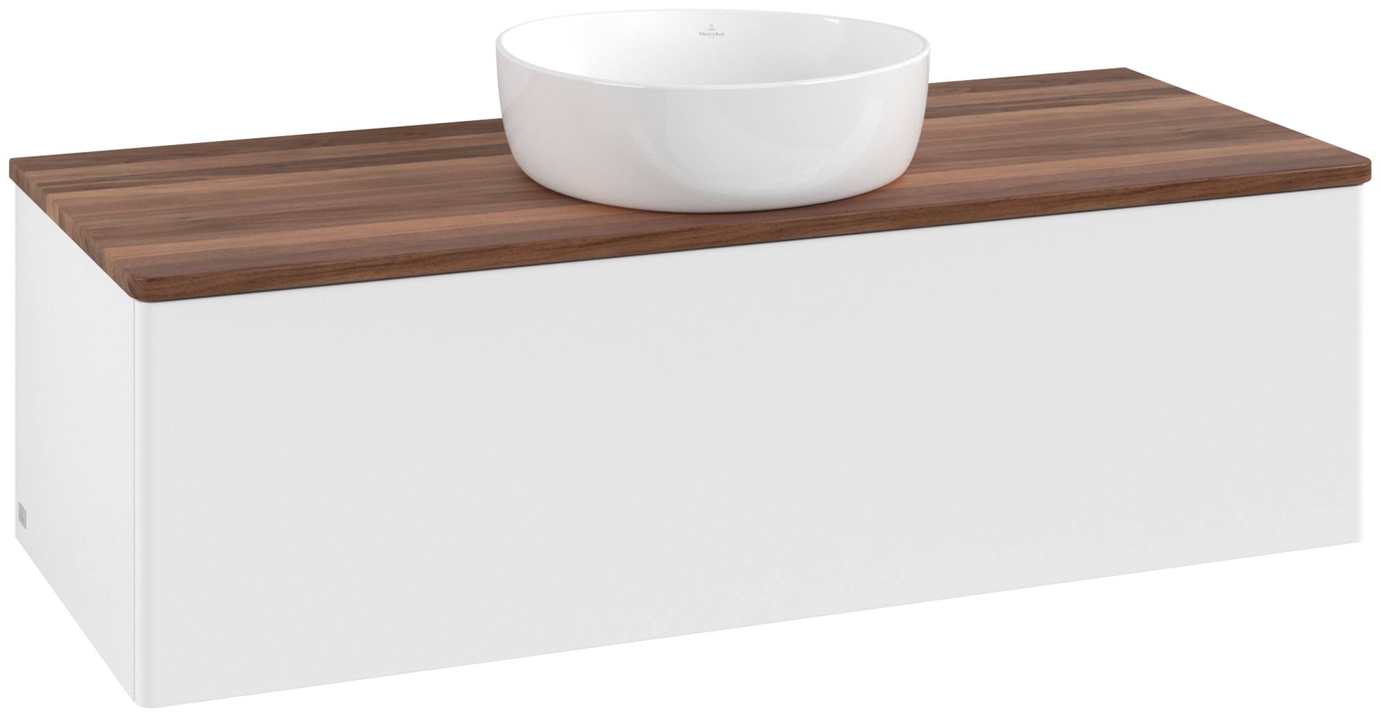 Villeroy & Boch Antao Vanity unit, 1 pull-out compartment, 1200x360x500mm, Front without structure, Body: White Matt Lacquer, Front: White Matt Lacquer, Cover plate: Warm Walnut