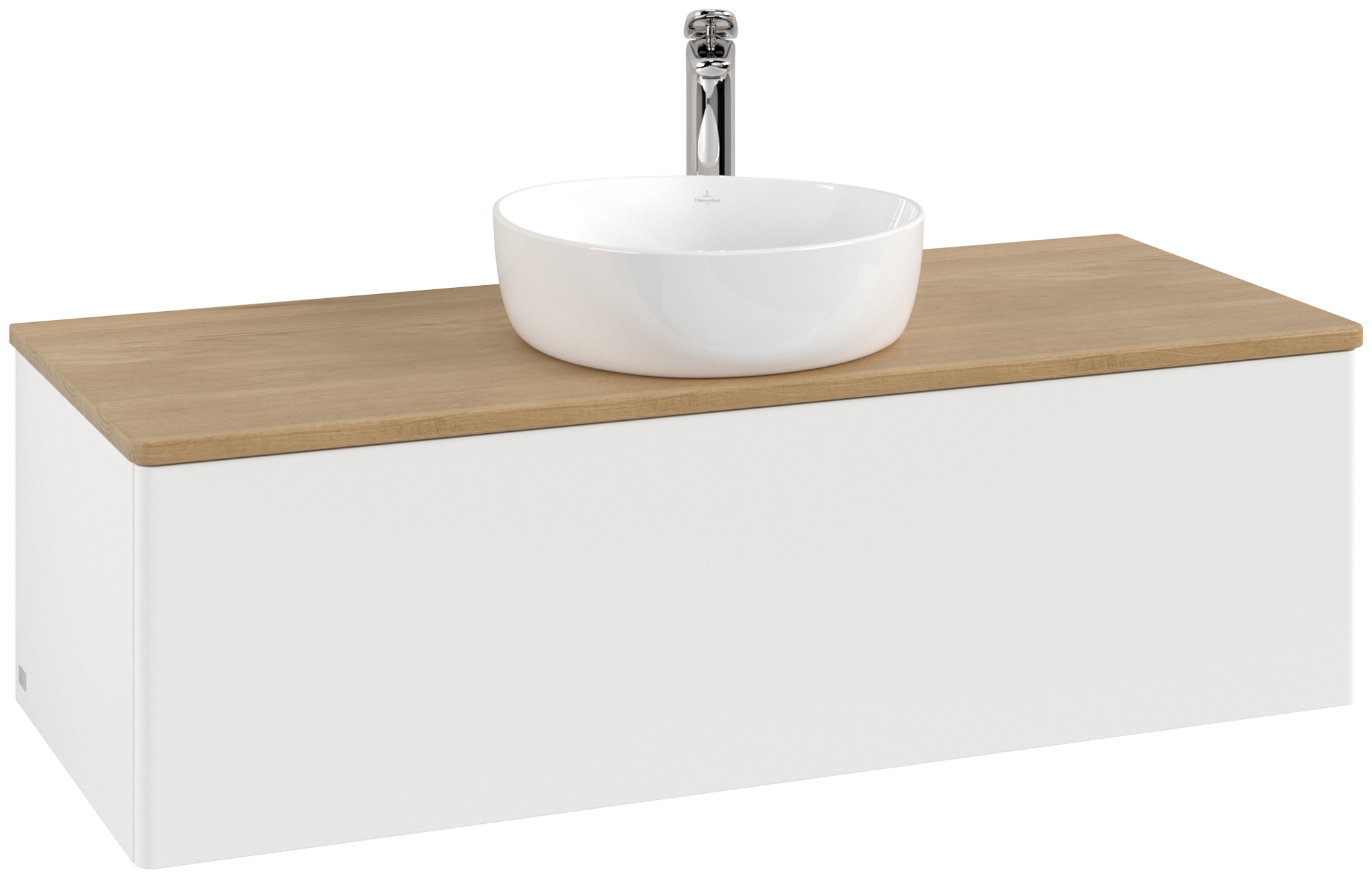 Villeroy & Boch Antao Vanity unit, 1 pull-out compartment, 1200x360x500mm, Front without structure, Body: White Matt Lacquer, Front: White Matt Lacquer, Cover plate: Honey Oak