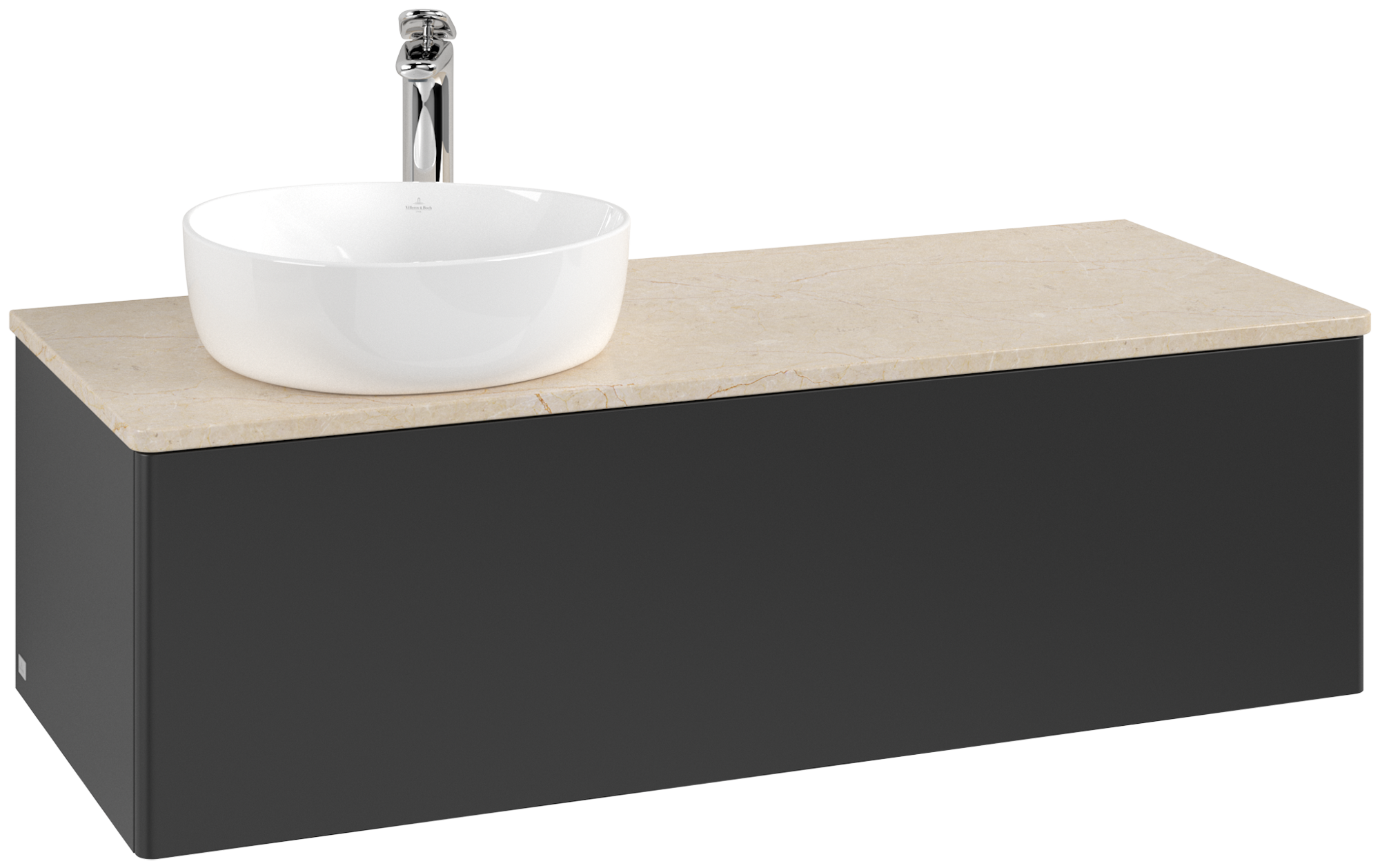 Villeroy & Boch Antao Mobile sottolavabo, 1 vano estraibile, 1200x360x500mm, Frontale senza texture, Corpo: Black Matt Lacquer, Fronte: Black Matt Lacquer, Piastra di copertura: Botticino