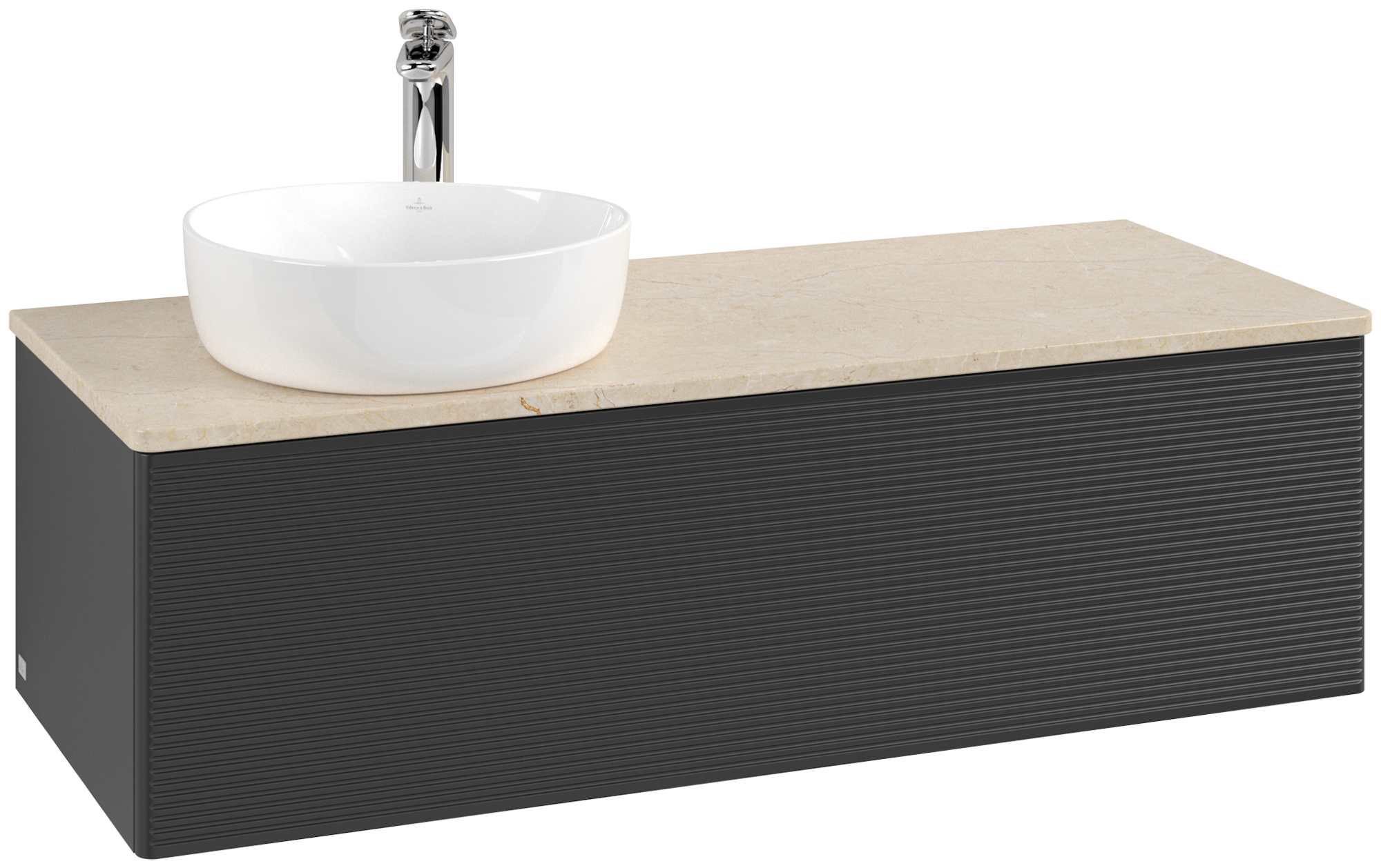 Villeroy & Boch Antao Mobile sottolavabo, 1 vano estraibile, 1200x360x500mm, Frontale con texture, Corpo: Black Matt Lacquer, Fronte: Black Matt Lacquer, Piastra di copertura: Botticino