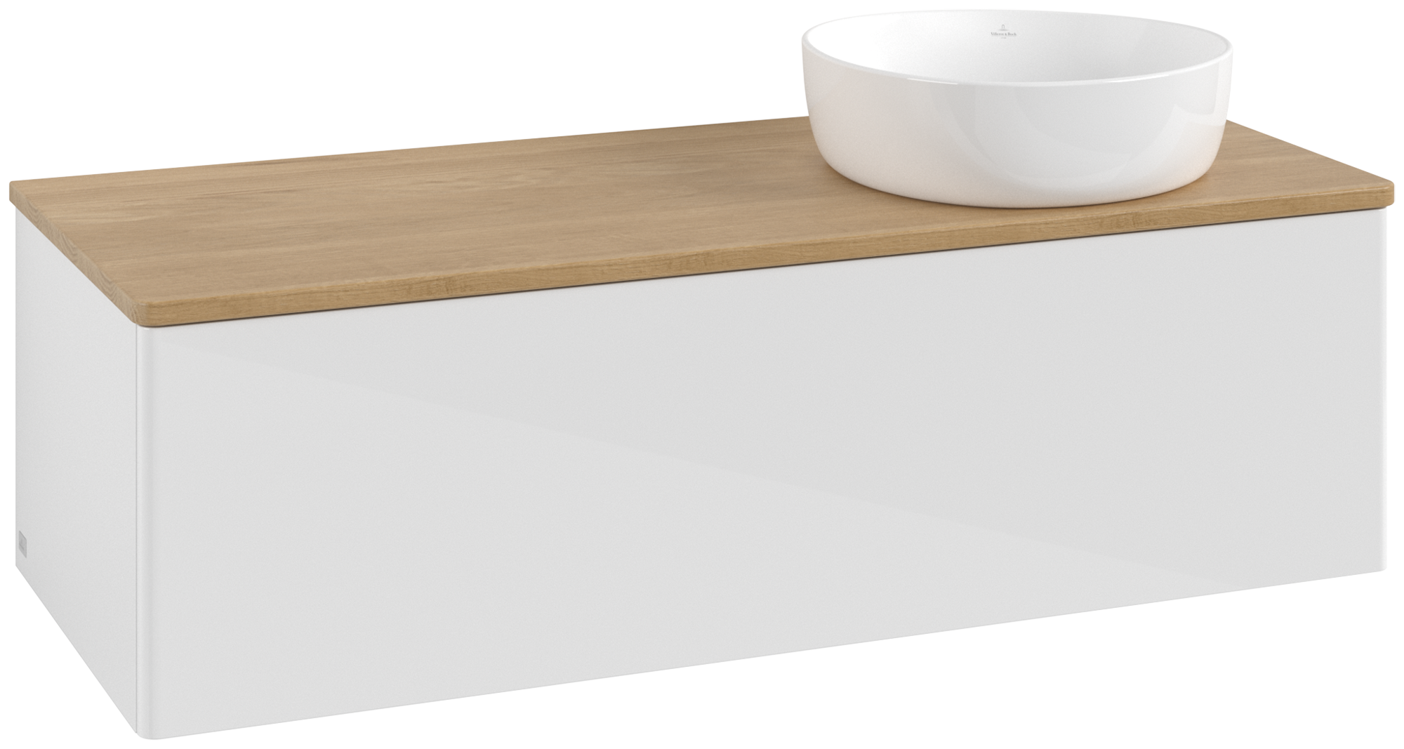 Villeroy & Boch Antao Mobile sottolavabo, 1 vano estraibile, 1200x360x500mm, Frontale senza texture, Corpo: Glossy White Lacquer, Fronte: Glossy White Lacquer, Piastra di copertura: Honey Oak