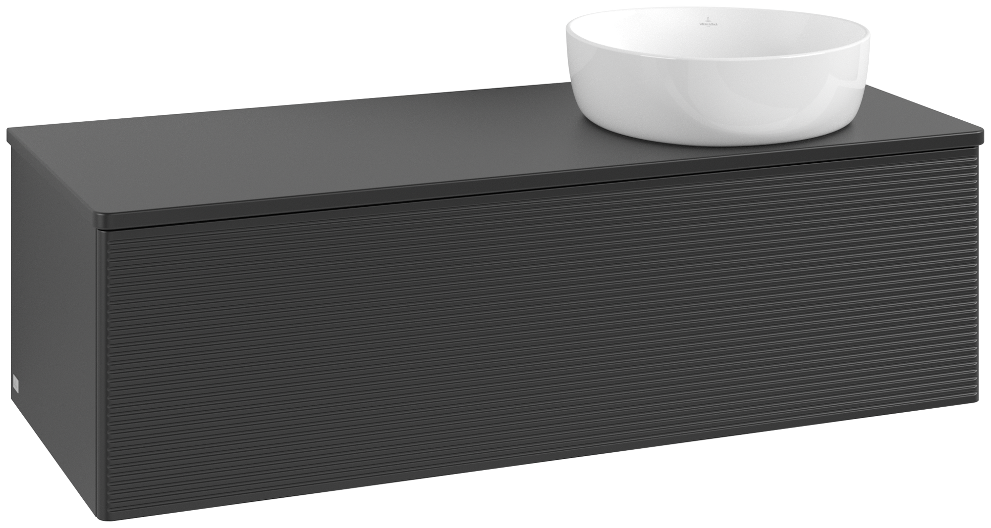 Villeroy & Boch Antao Wastafelonderkast, 1 uittreklade, 1200x360x500mm, front met structuur, Corpus: Black Matt Lacquer, Front: Black Matt Lacquer, Afdekplaat: Black Matt Lacquer
