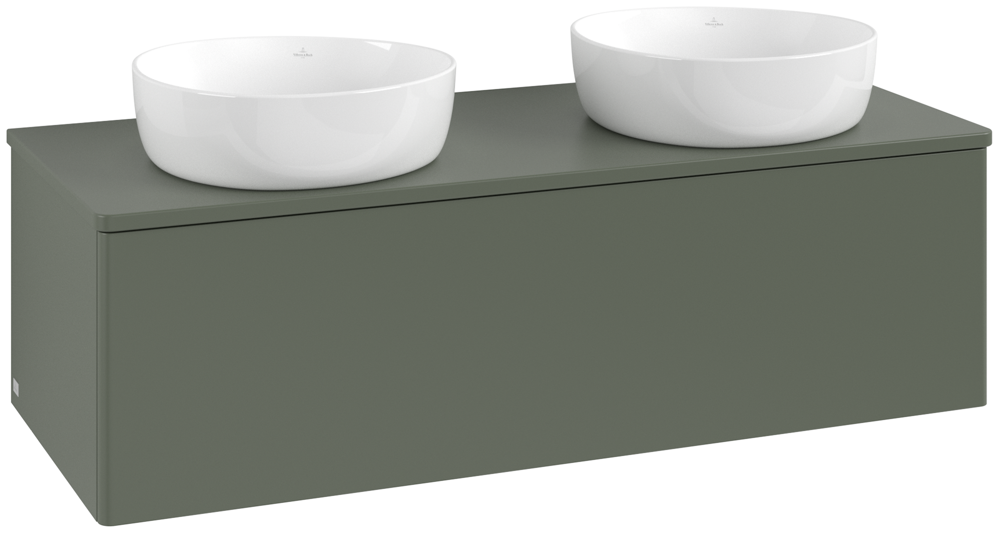 Villeroy & Boch Antao Wastafelonderkast, 1 uittreklade, 1200x360x500mm, front zonder structuur, Corpus: Leaf Green Matt Lacquer, Front: Leaf Green Matt Lacquer, Afdekplaat: Leaf Green Matt Lacquer