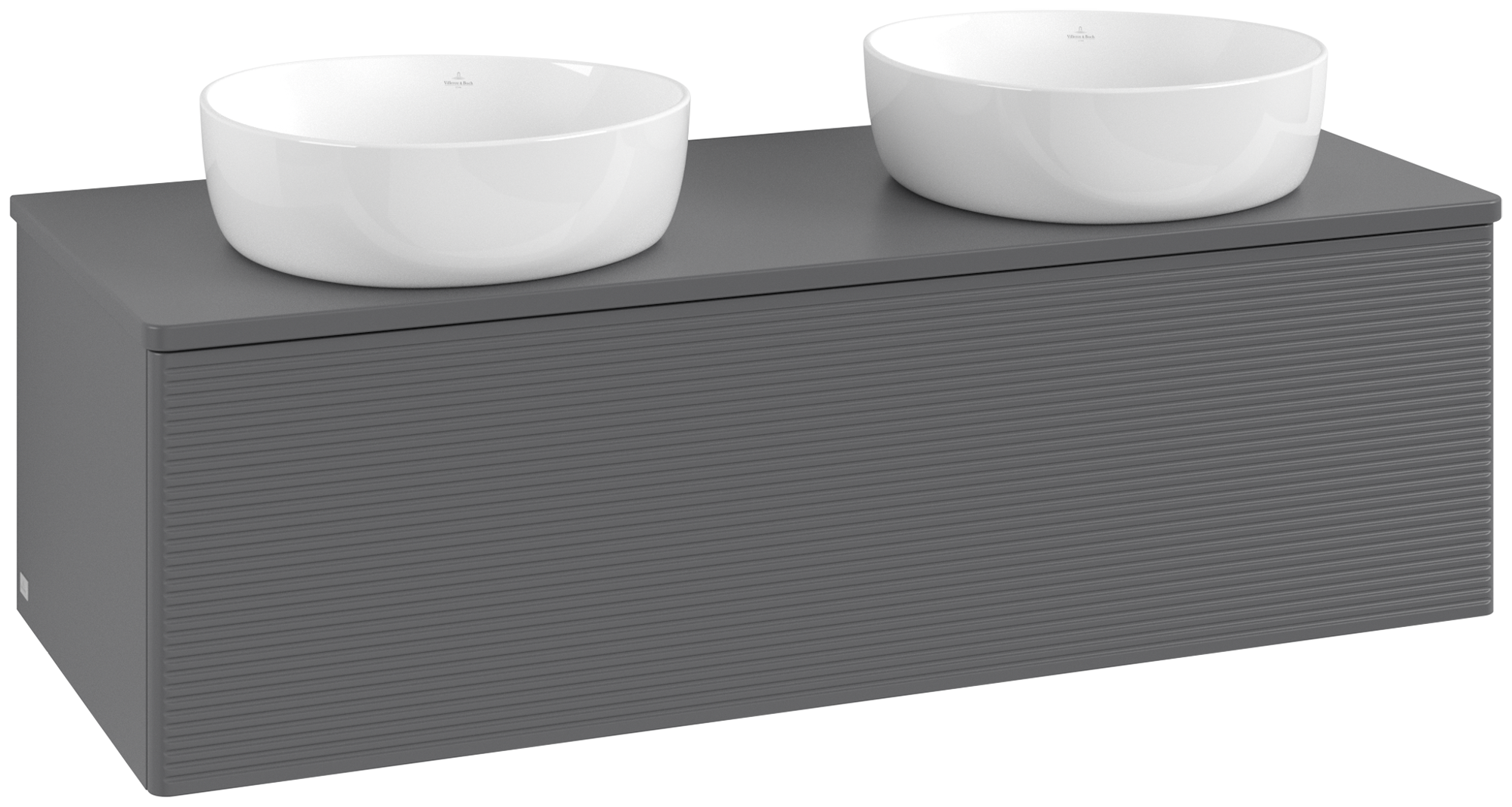 Villeroy & Boch Antao Wastafelonderkast, 1 uittreklade, 1200x360x500mm, front met structuur, Corpus: Anthracite Matt Lacquer, Front: Anthracite Matt Lacquer, Afdekplaat: Anthracite Matt Lacquer