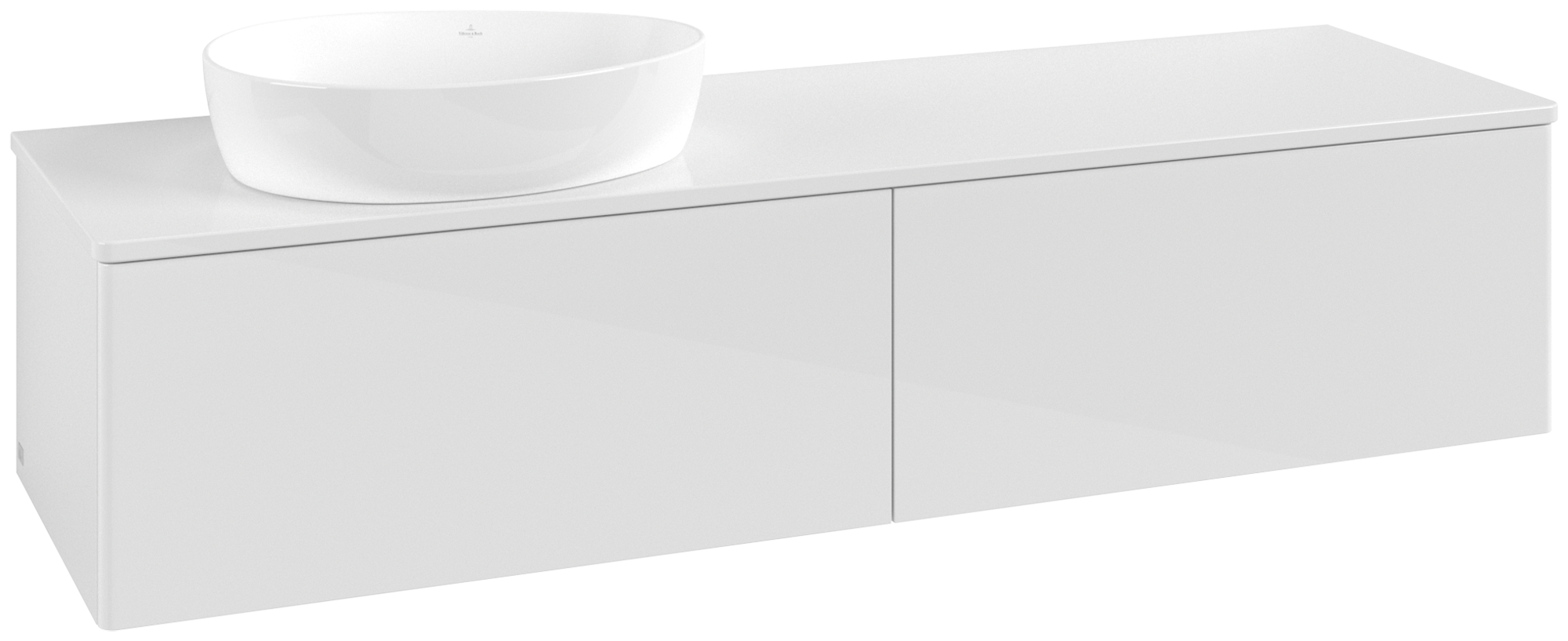 Villeroy & Boch Antao Waschbeckenunterschrank, 2 Auszüge, 1600x360x500mm, Front ohne Struktur, Korpus: Glossy White Lacquer, Front: Glossy White Lacquer, Abdeckplatte: Glossy White Lacquer