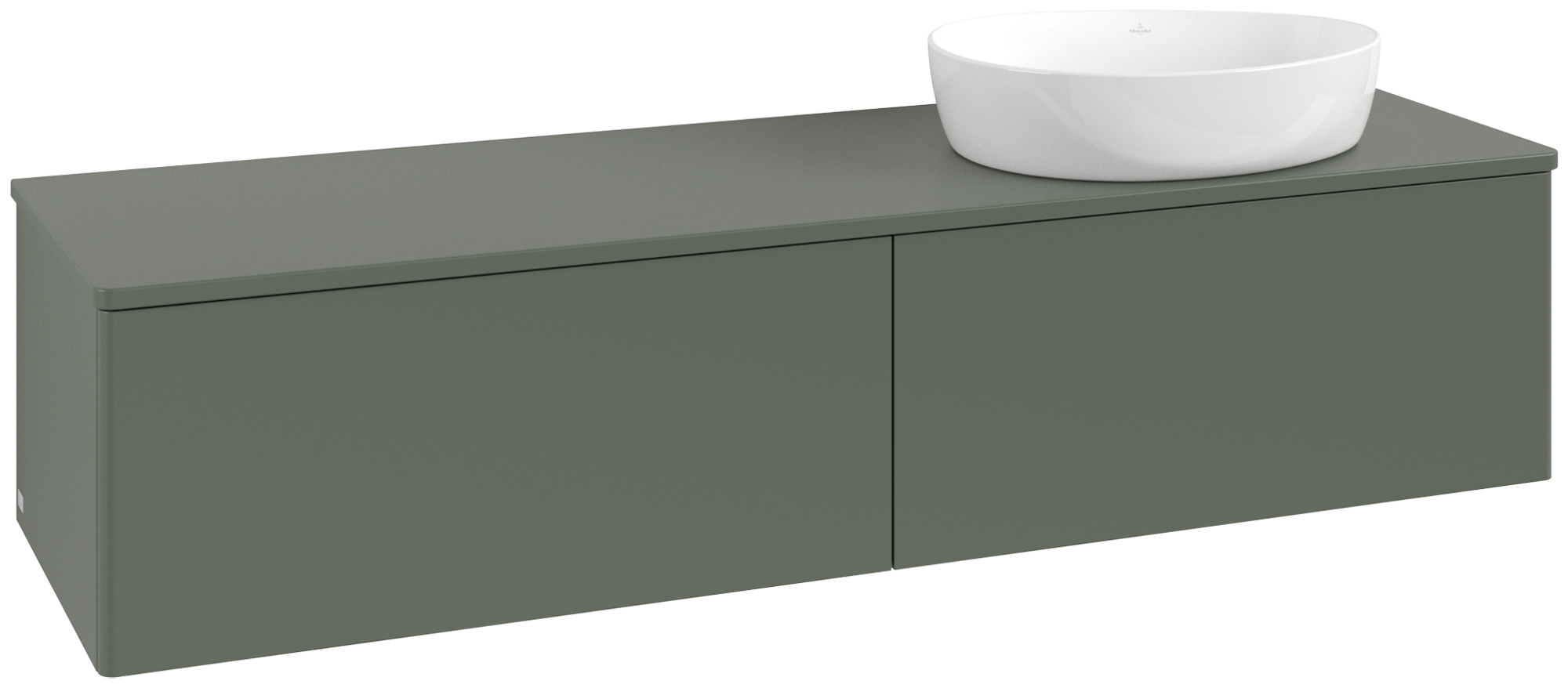 Villeroy & Boch Antao Vanity unit, 2 pull-out compartments, 1600x360x500mm, Front without structure, Body: Leaf Green Matt Lacquer, Front: Leaf Green Matt Lacquer, Cover plate: Leaf Green Matt Lacquer