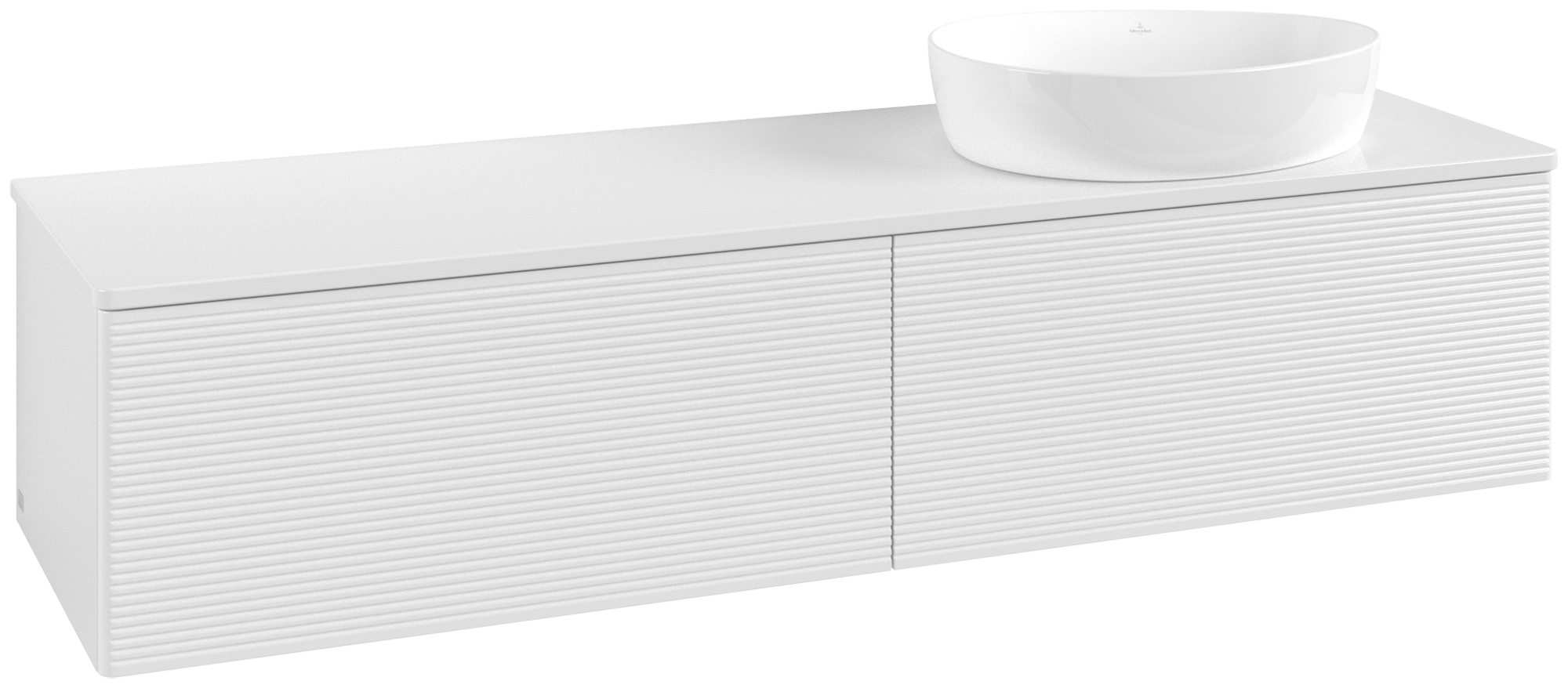 Villeroy & Boch Antao Vanity unit, 2 pull-out compartments, 1600x360x500mm, Front with grain texture, Body: Glossy White Lacquer, Front: Glossy White Lacquer, Cover plate: Glossy White Lacquer