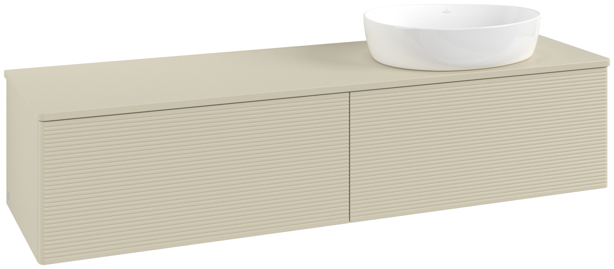 Villeroy & Boch Antao Vanity unit, 2 pull-out compartments, 1600x360x500mm, Front with grain texture, Body: Silk Grey Matt Lacquer, Front: Silk Grey Matt Lacquer, Cover plate: Silk Grey Matt Lacquer